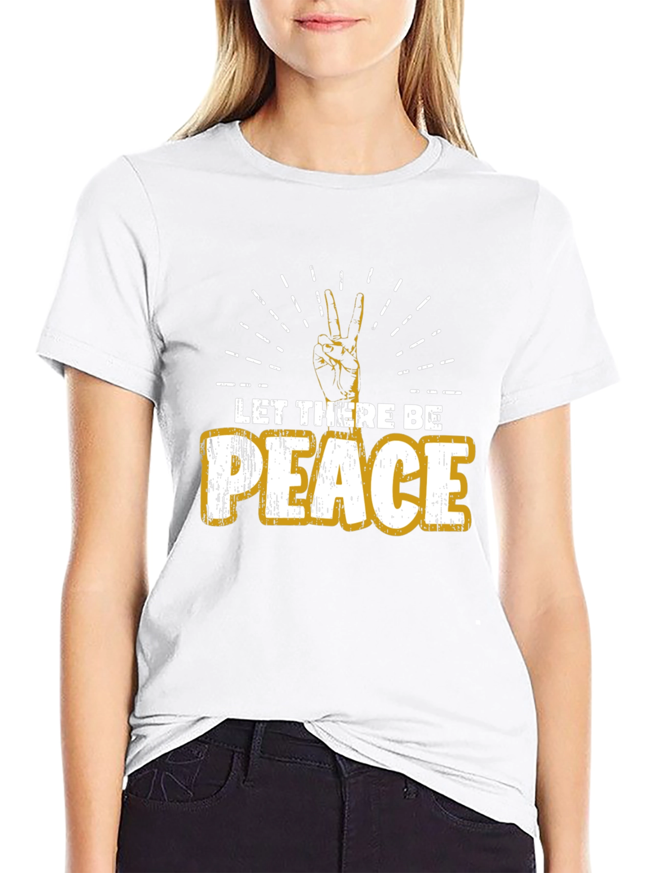 Black Let There Be Peace Graphic Tee - Soft Cotton Blend view 9