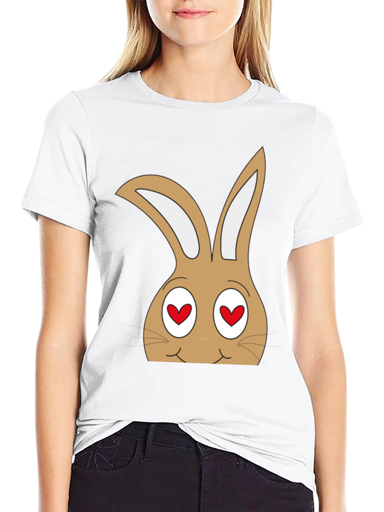 Black Funny Bunny Heart Eyes T-Shirt view 9