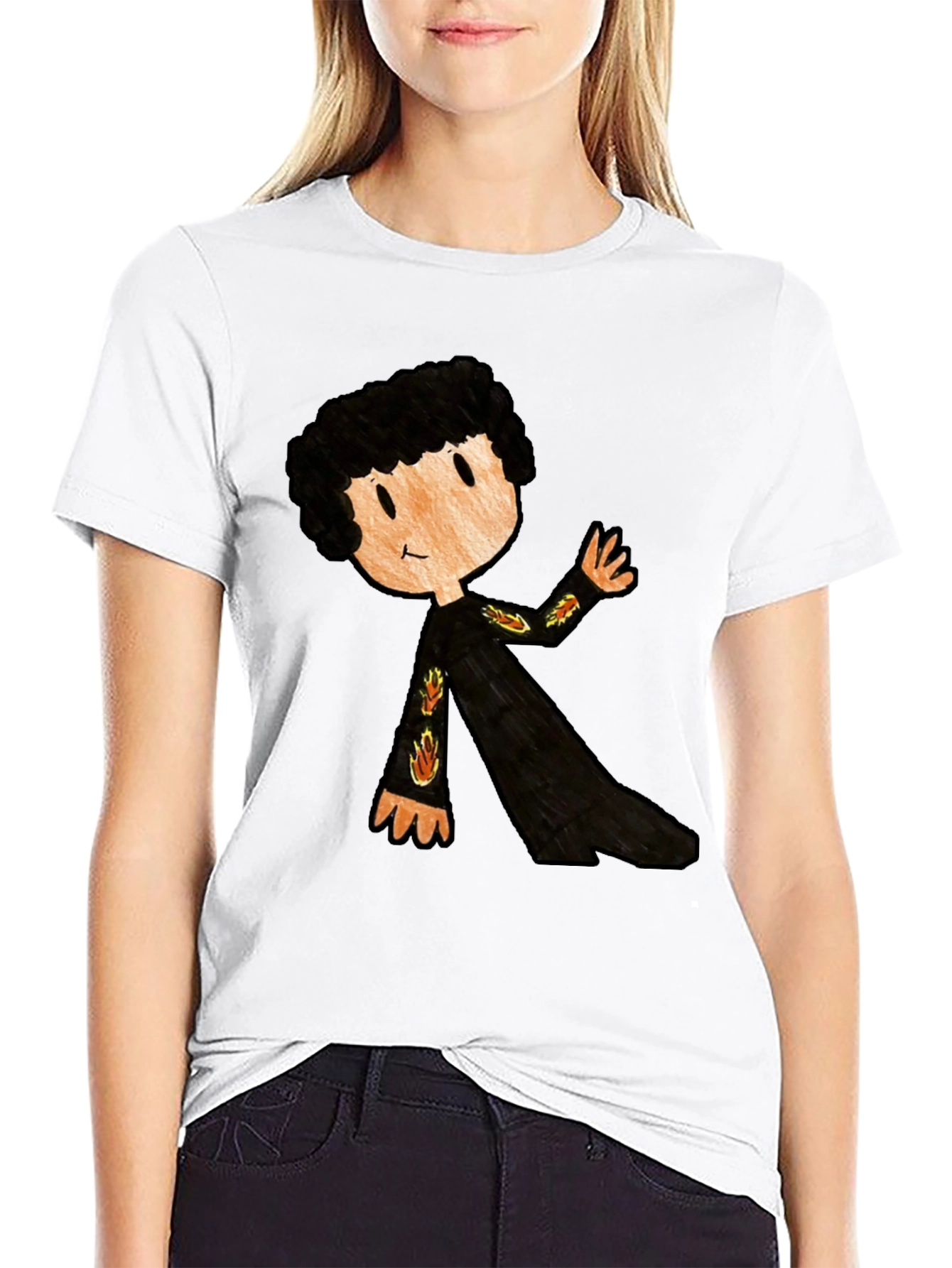 Black Cartoon Character Black T-Shirt view 9