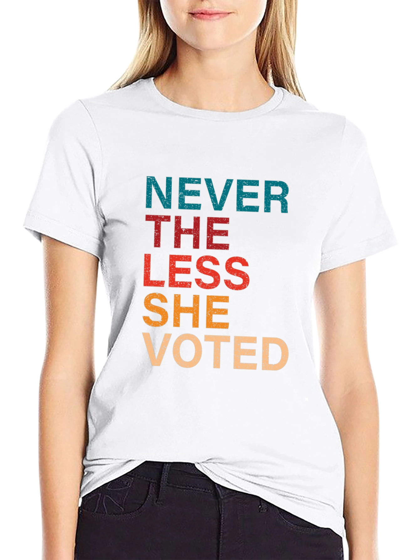 Black Never The Less She Voted Black T-Shirt view 9