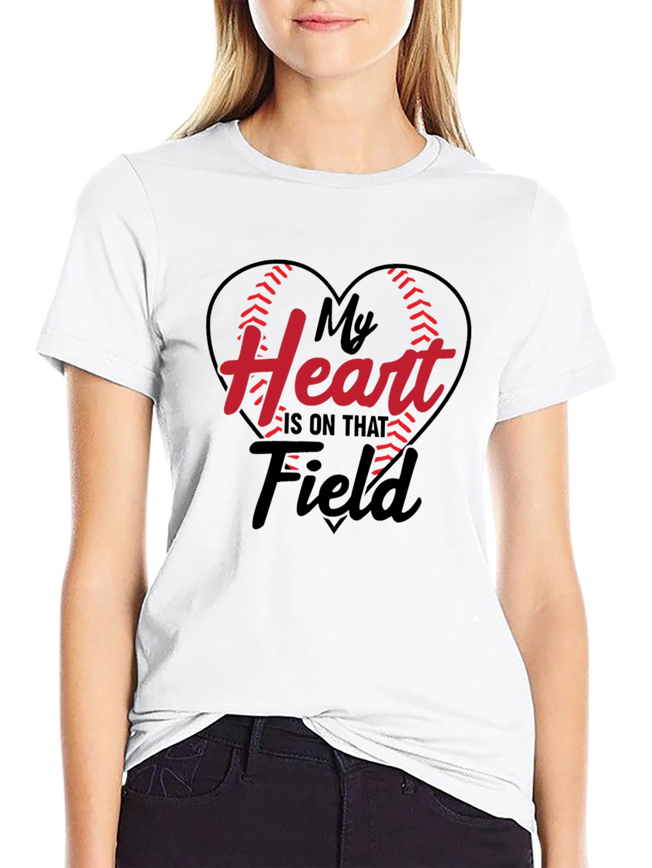 Black Baseball Heart Graphic Tee - Game Day T-Shirt view 9
