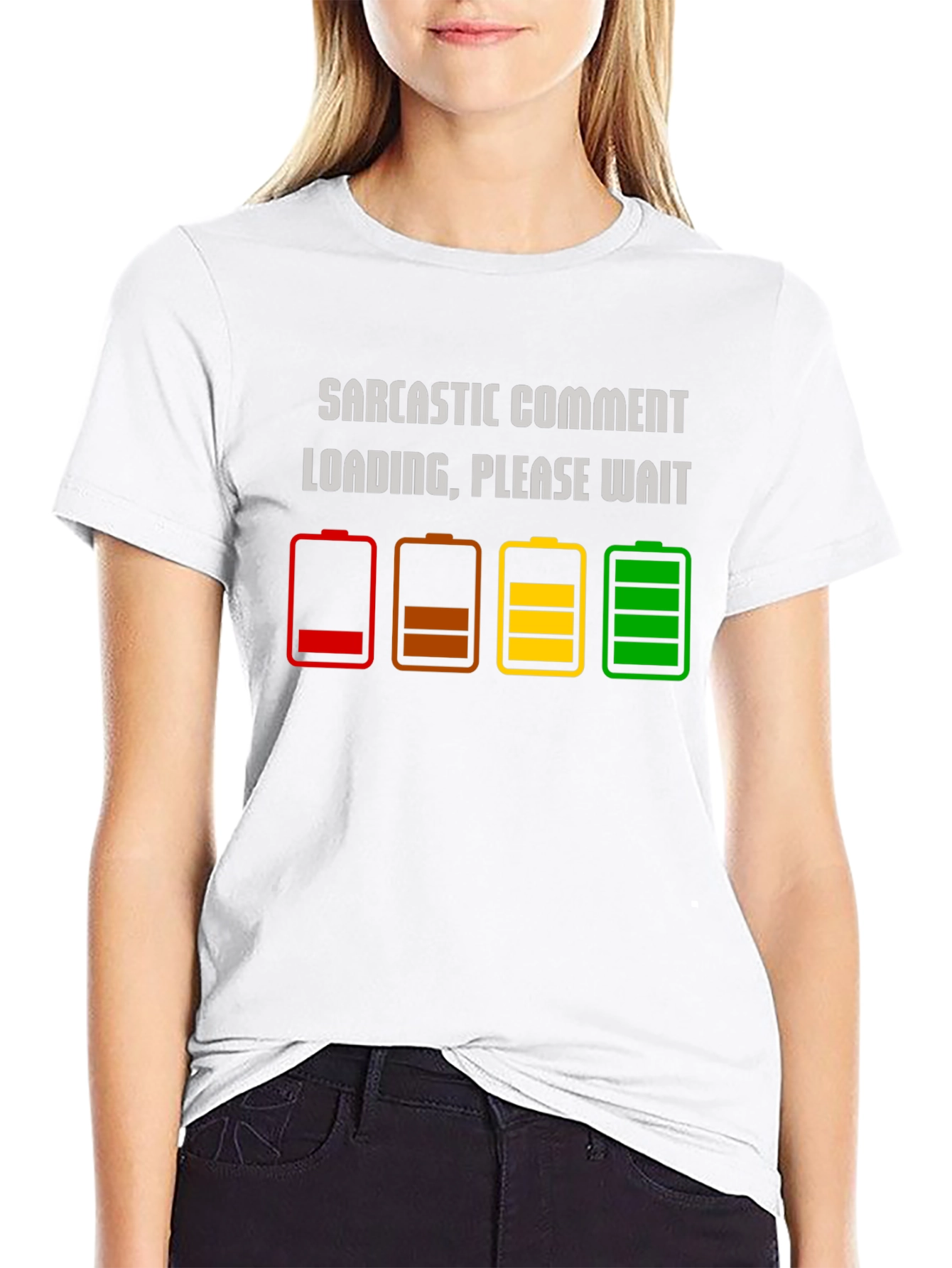 Black Sarcastic Comment Loading T-Shirt - Funny Humor Tee view 9