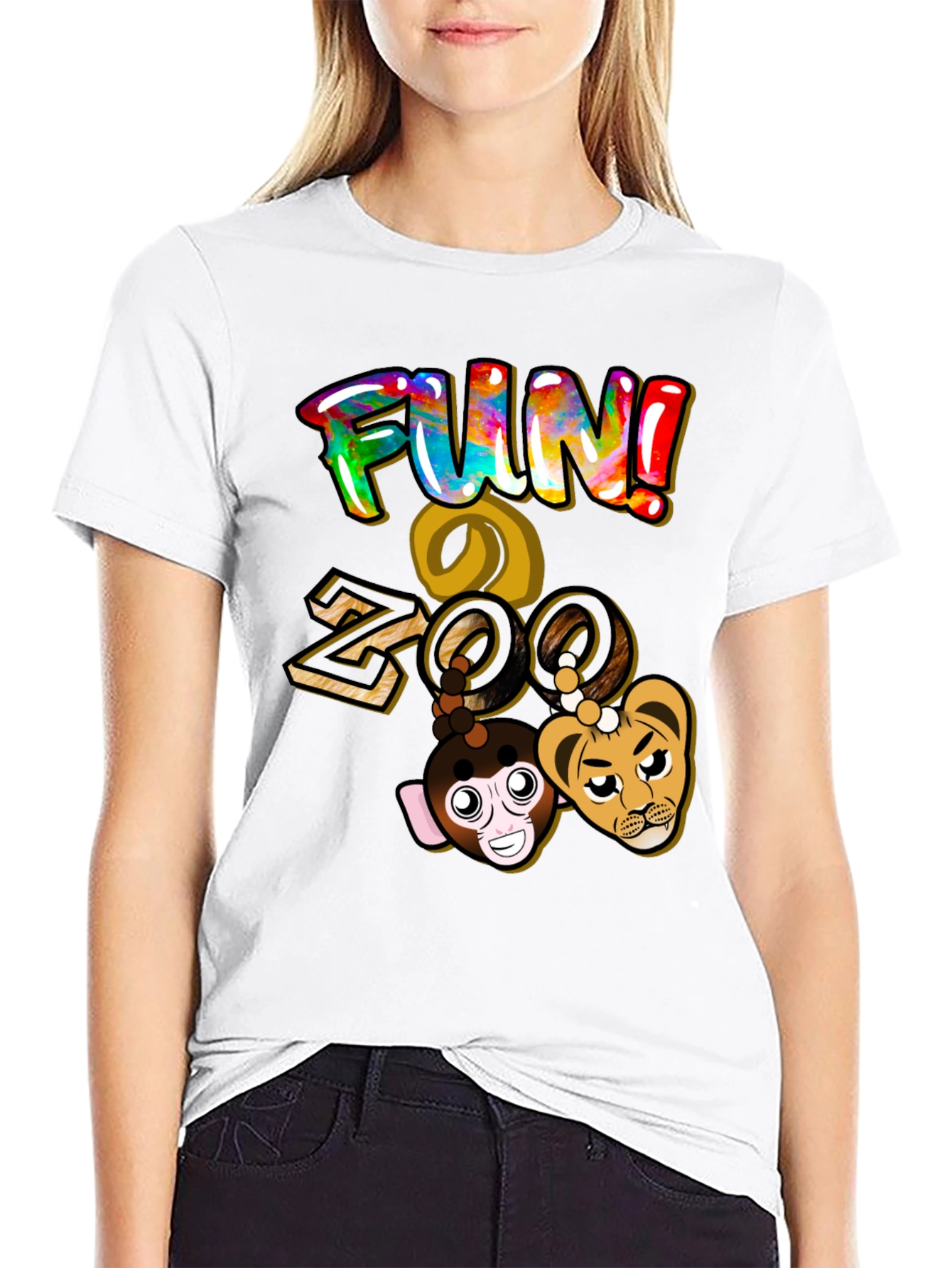 Black Fun Zoo Graphic T-Shirt - Black Cotton Tee view 9