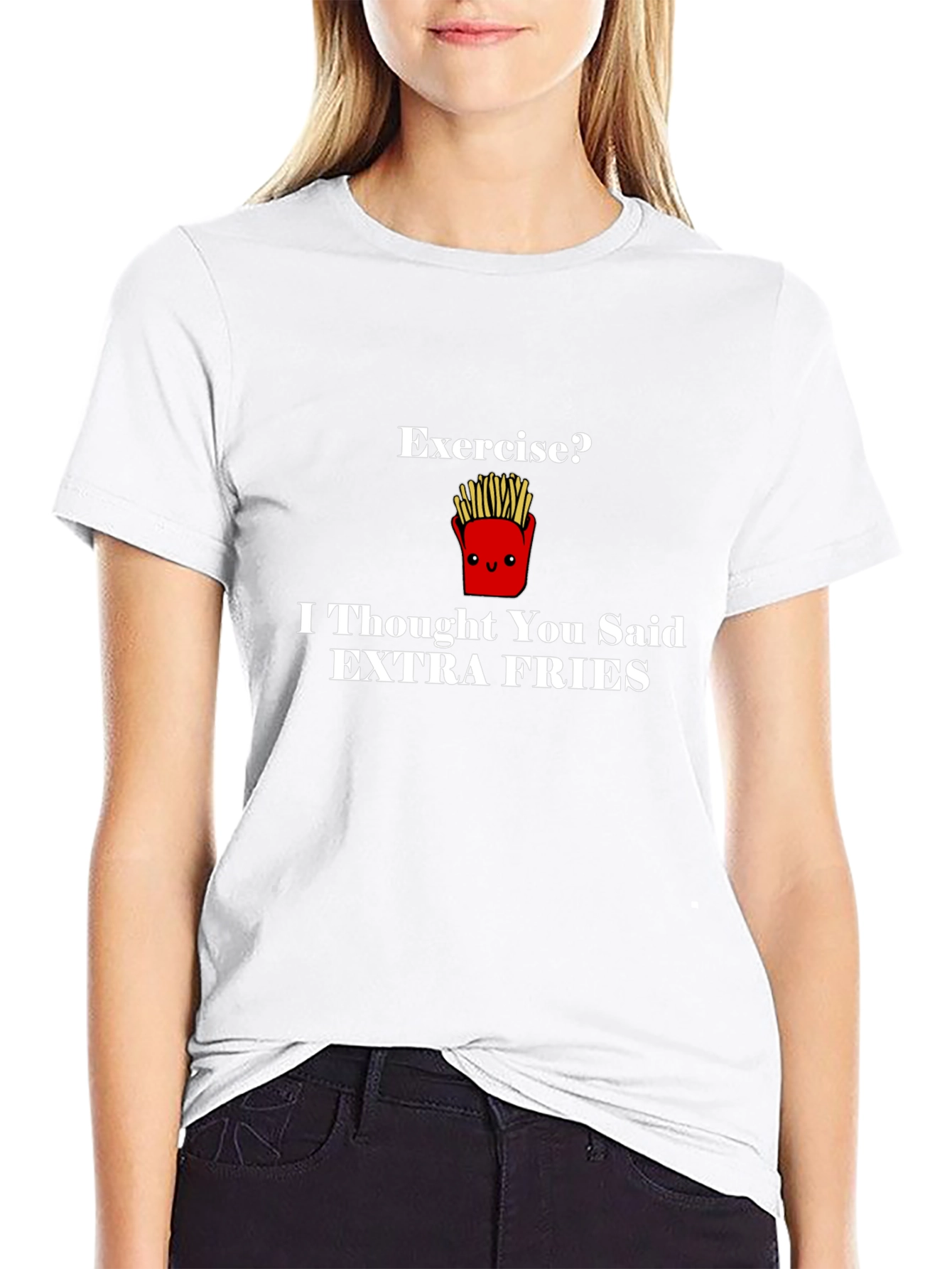 Black Extra Fries Graphic Tee - Funny Foodie T-Shirt view 9