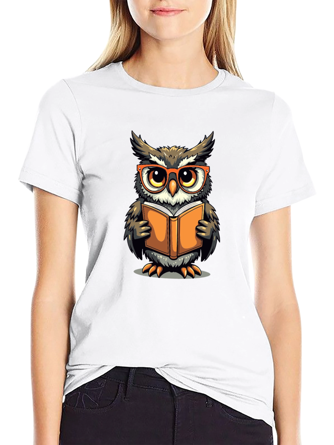 Black Owl Reading Book Graphic T-Shirt view 9