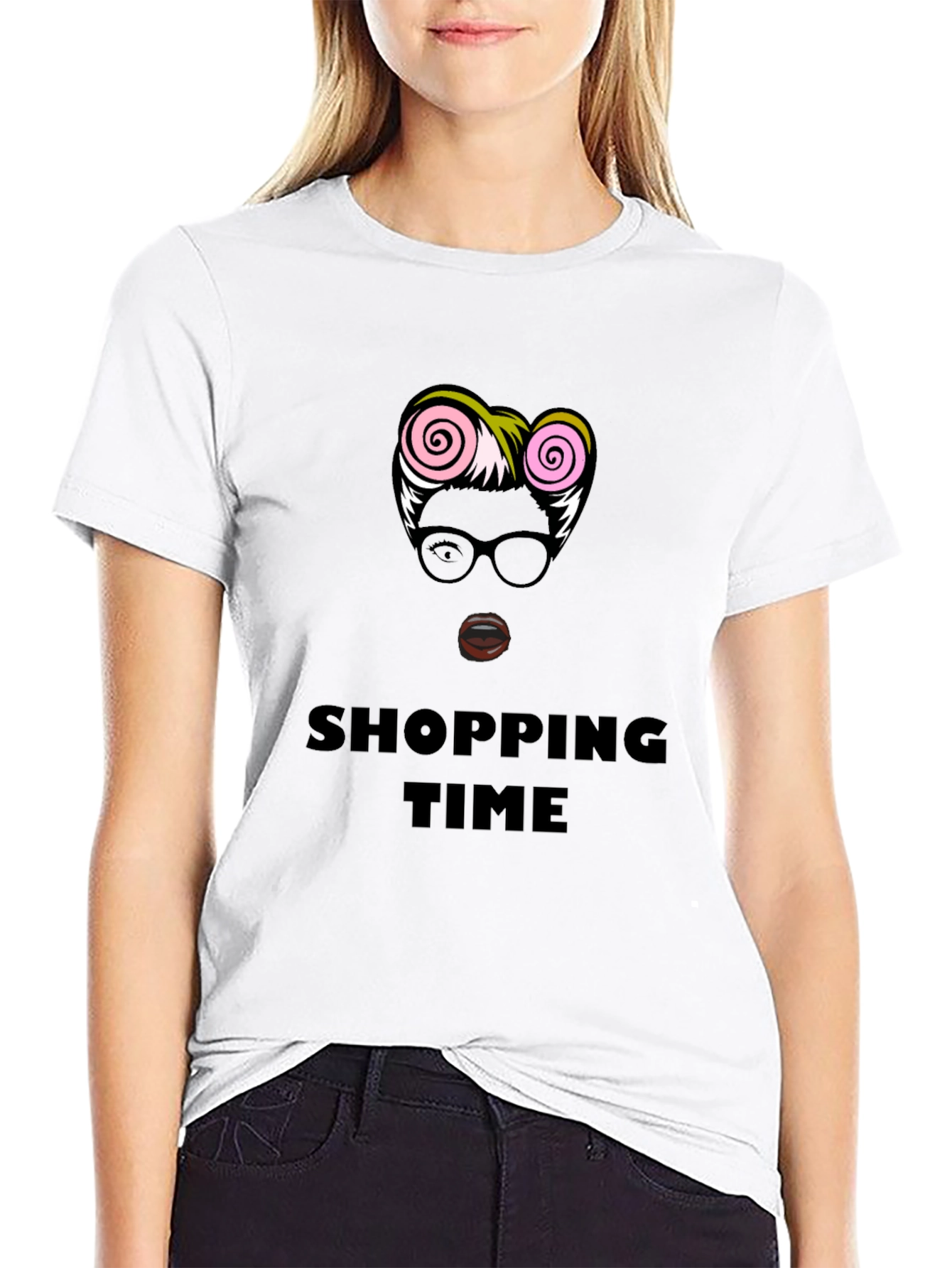 Black Shopping Time Graphic Black T-Shirt view 9