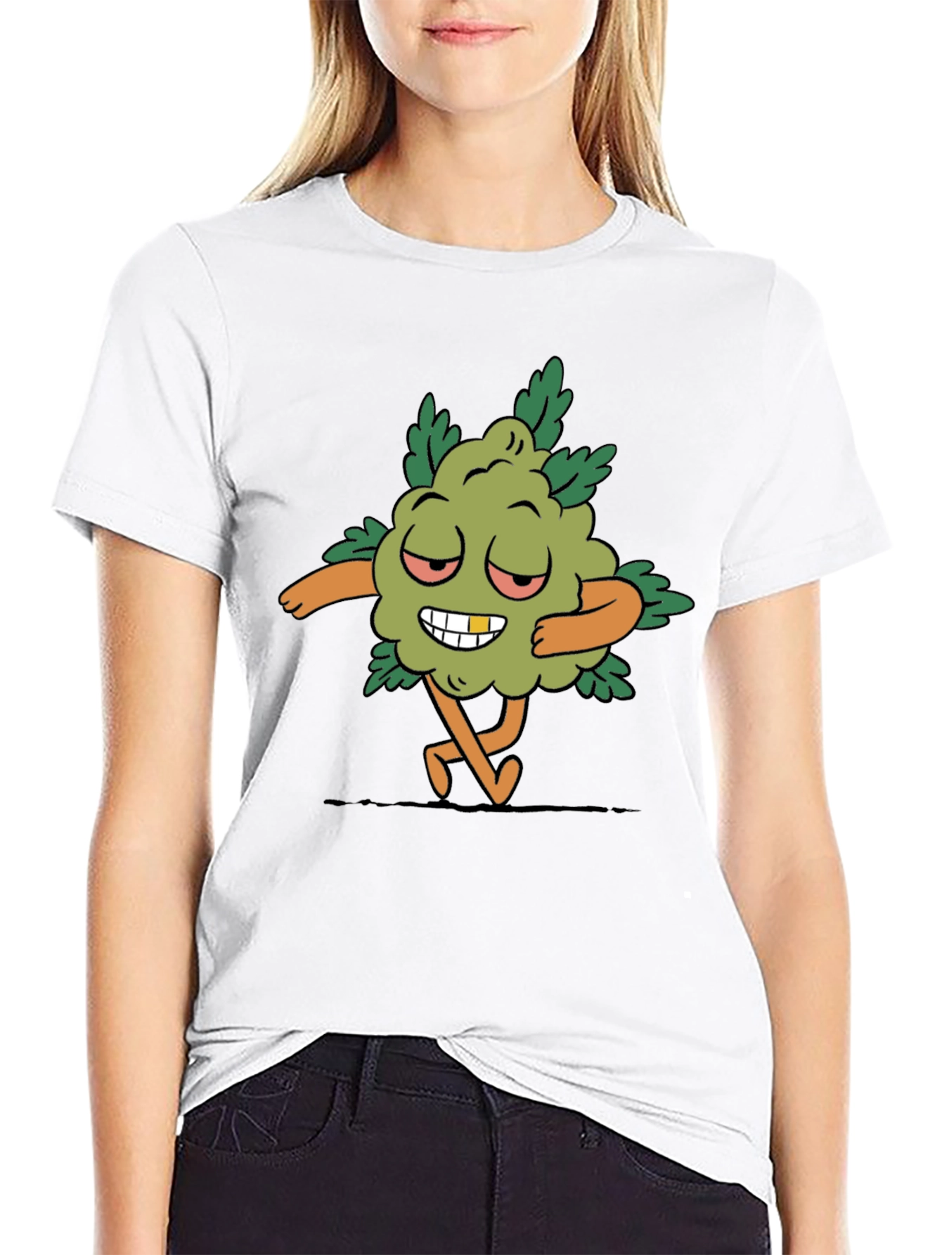 Black Cartoon Weed Bud T-Shirt view 9