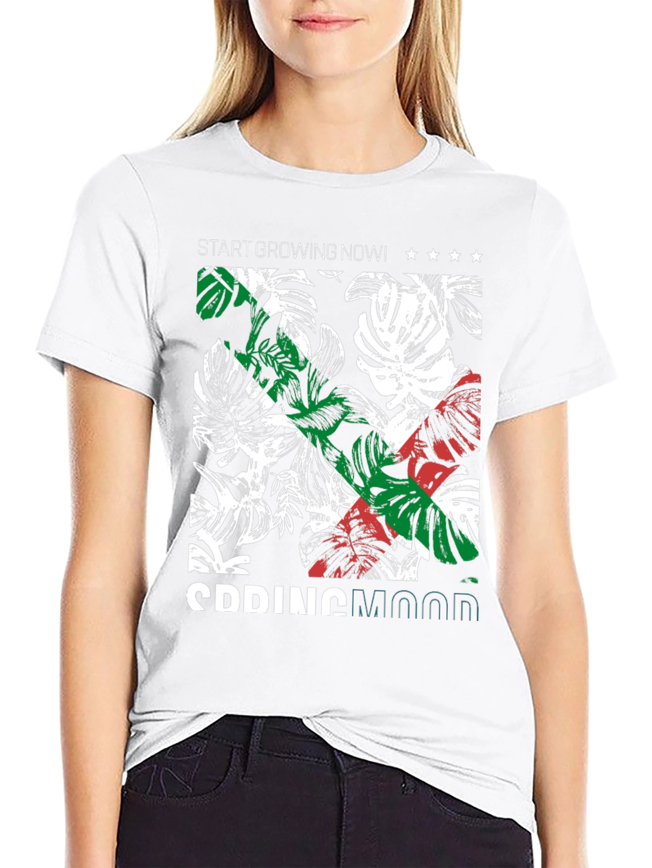 Tropical Plant Print Graphic Tee - 9