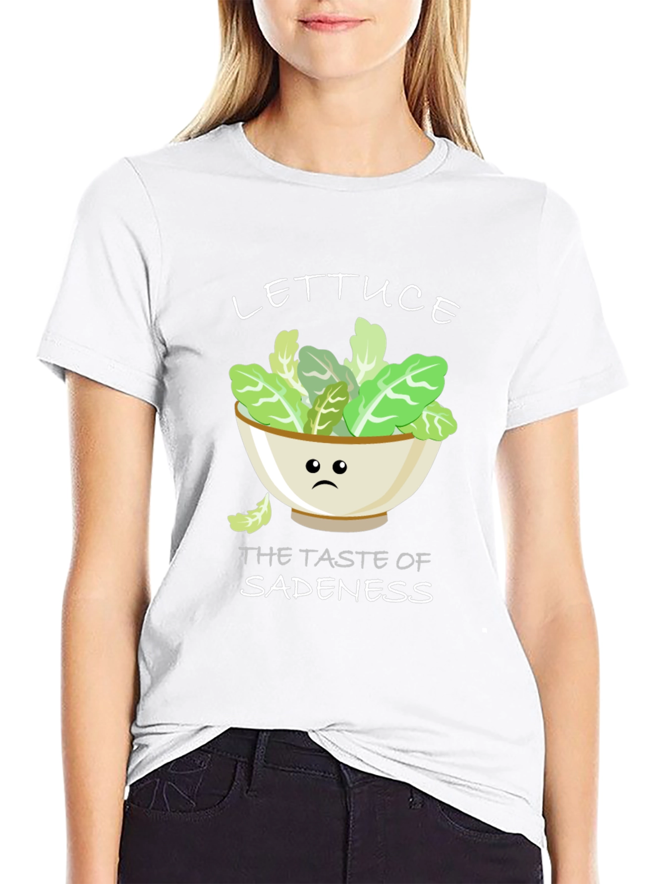 Black Lettuce Sadness T-Shirt - Funny Foodie Tee view 9