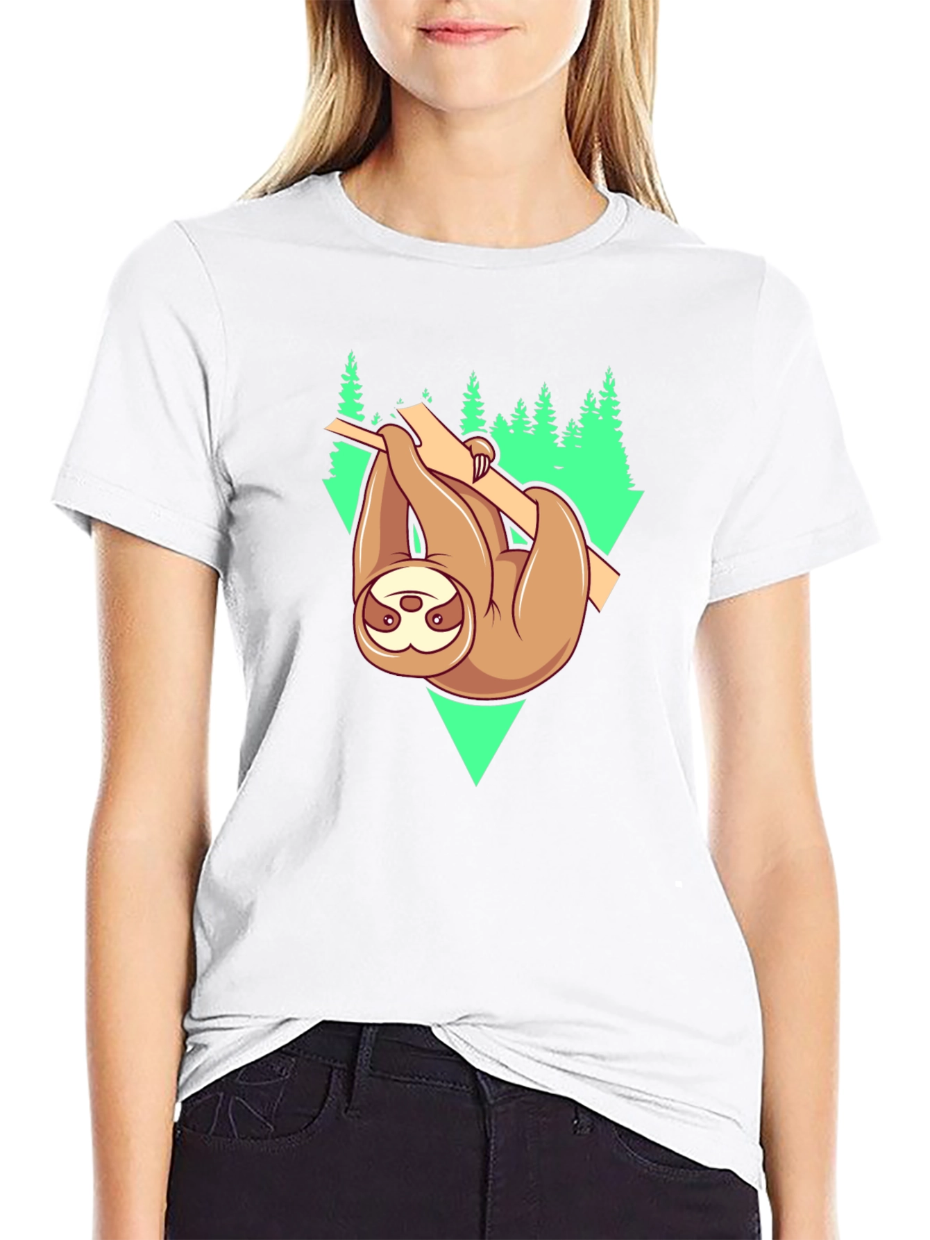 Black Sloth Hanging From Tree Graphic Tee view 9