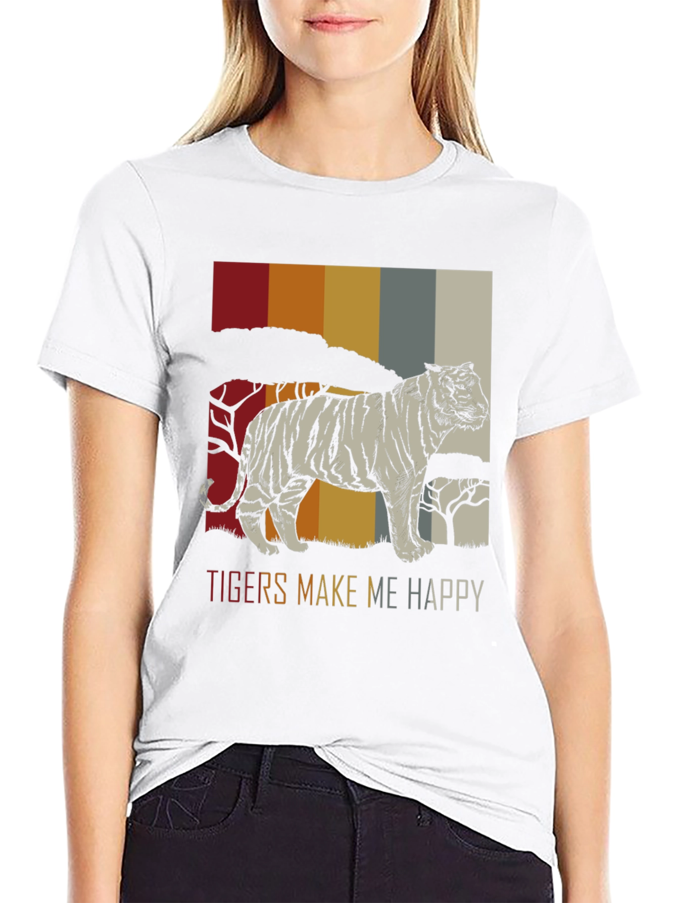 Black Tigers Make Me Happy Graphic Tee - Retro Style view 9