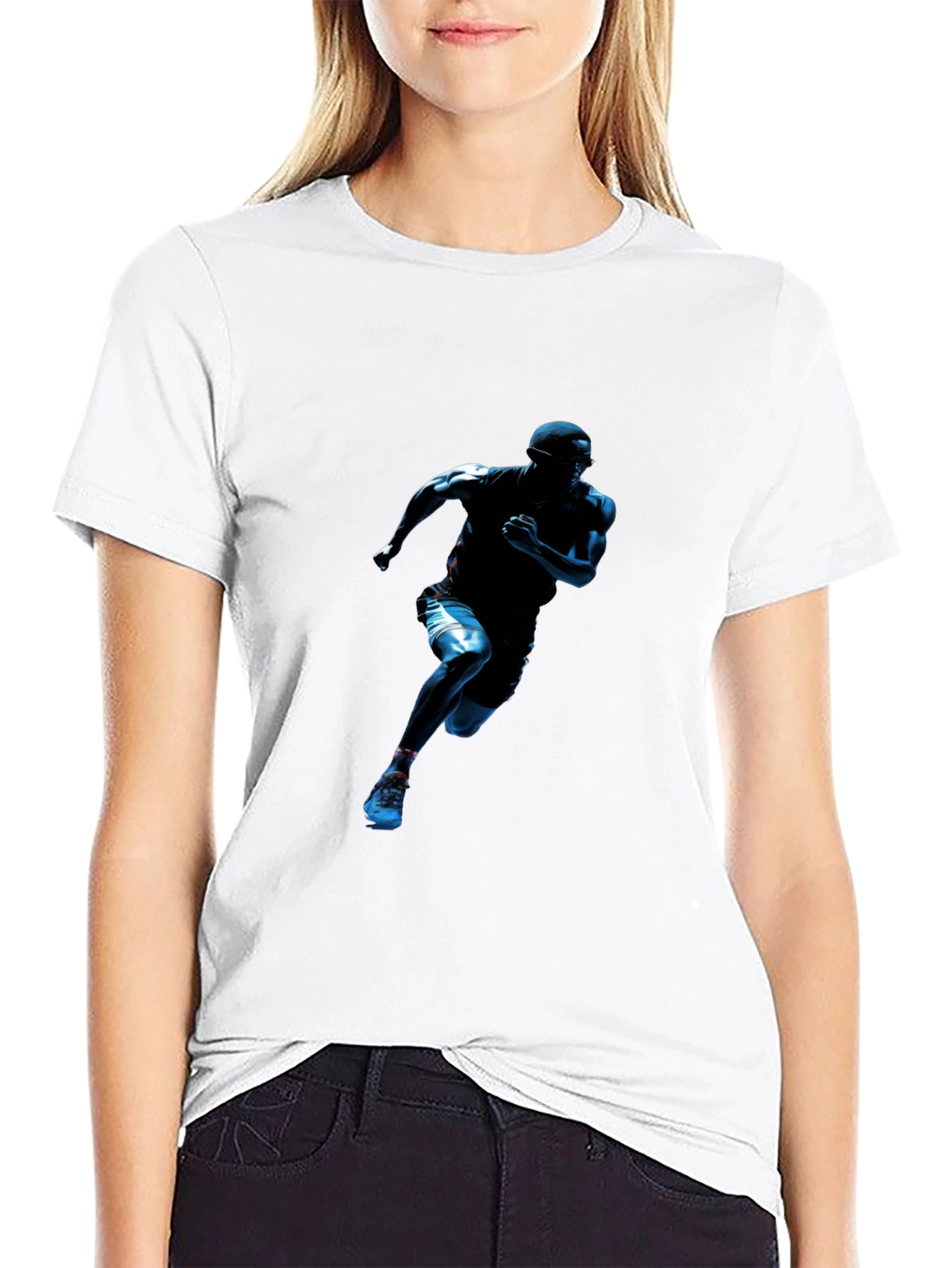Black Running Man Graphic Black T-Shirt view 9