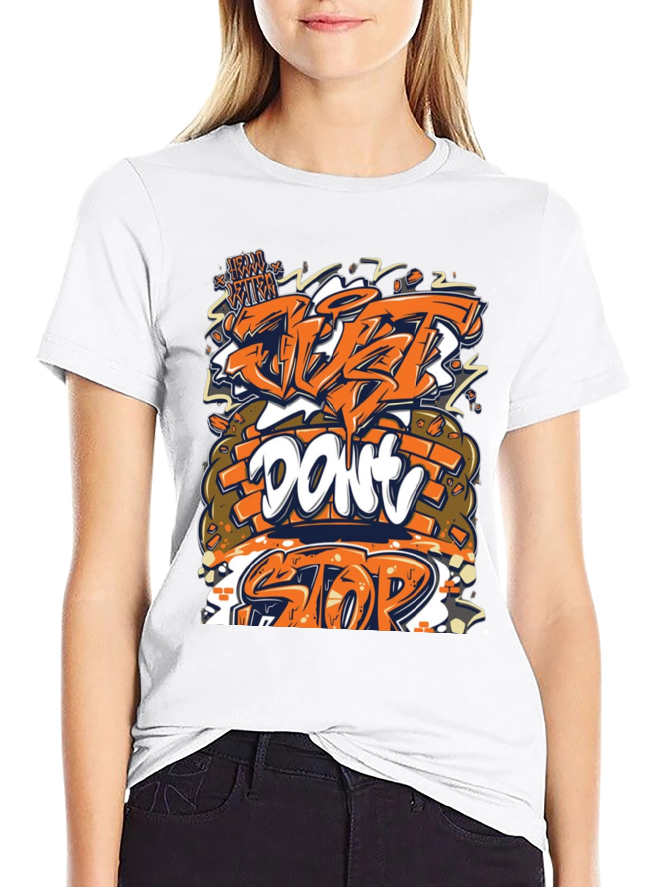 Black Just Don't Stop Graphic Tee view 9
