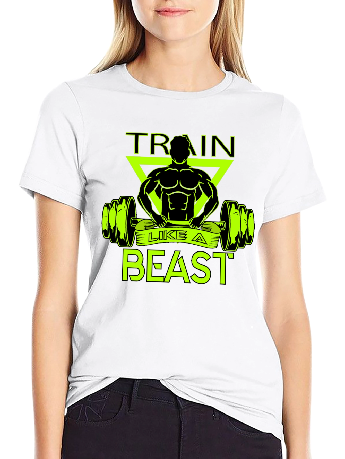 Black Train Like A Beast Black Graphic Tee view 9