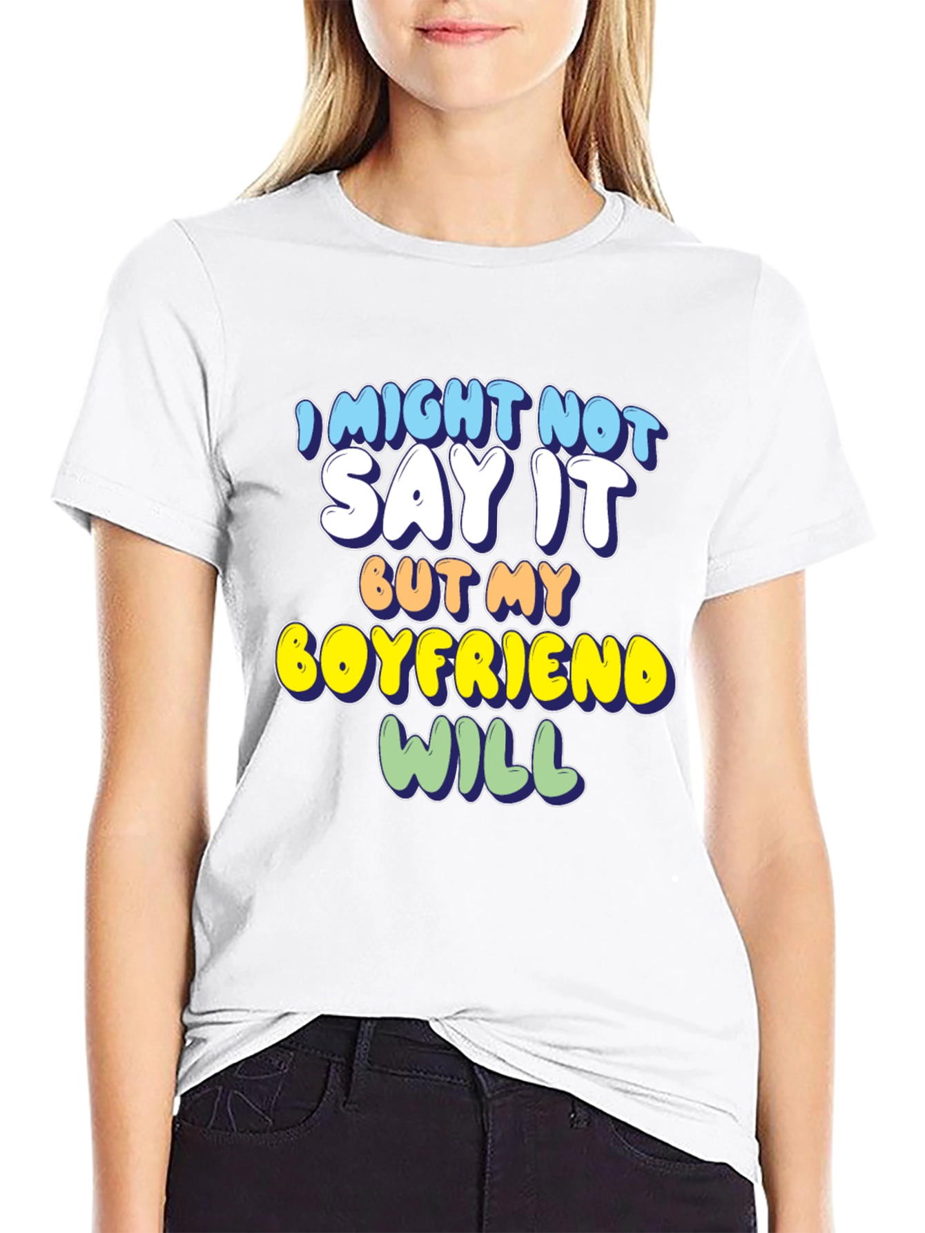 Black Humorous Boyfriend Statement T-Shirt view 9