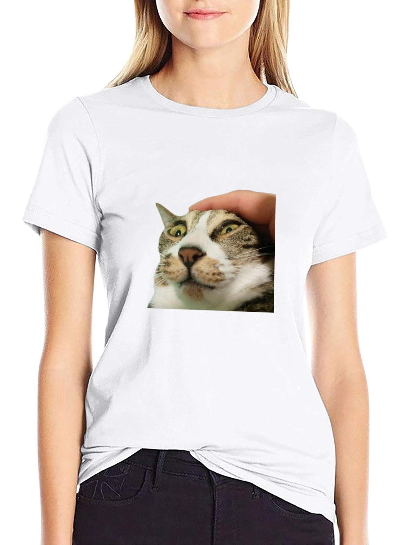Black Funny Cat Petting T-Shirt - Unique Graphic Tee view 9
