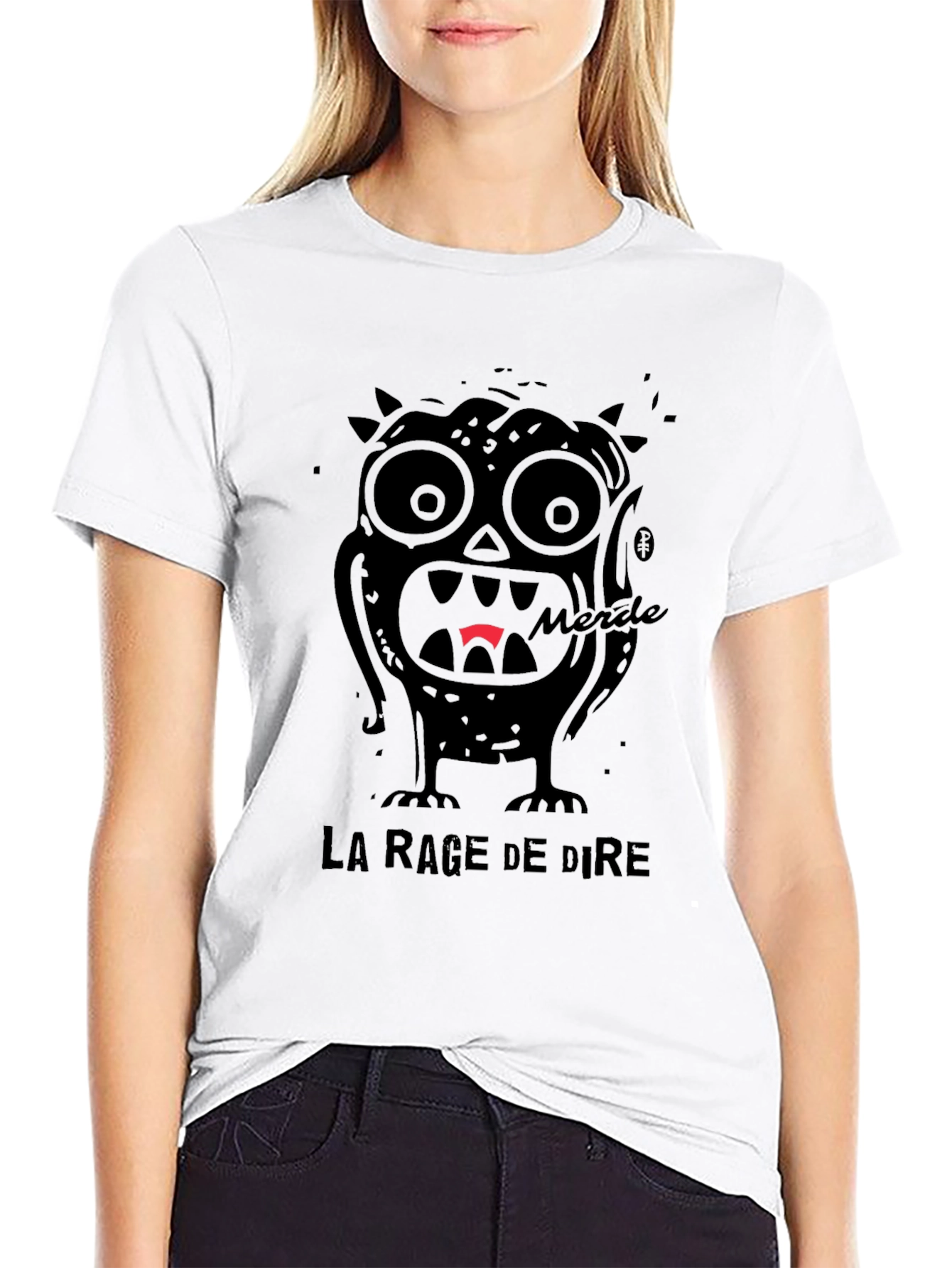 Black Merde Rage de Dire Graphic Tee - Black Cotton Blend Shirt view 9