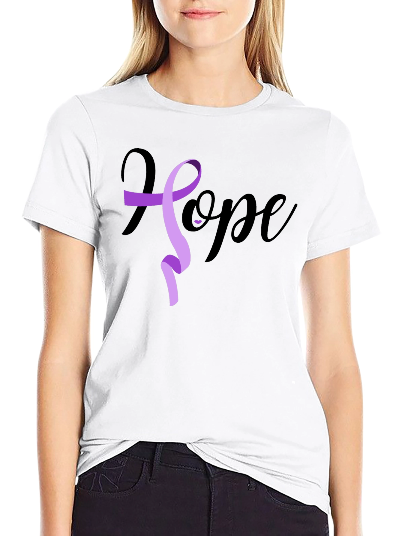 Black Hope Ribbon Graphic T-Shirt - Black view 9