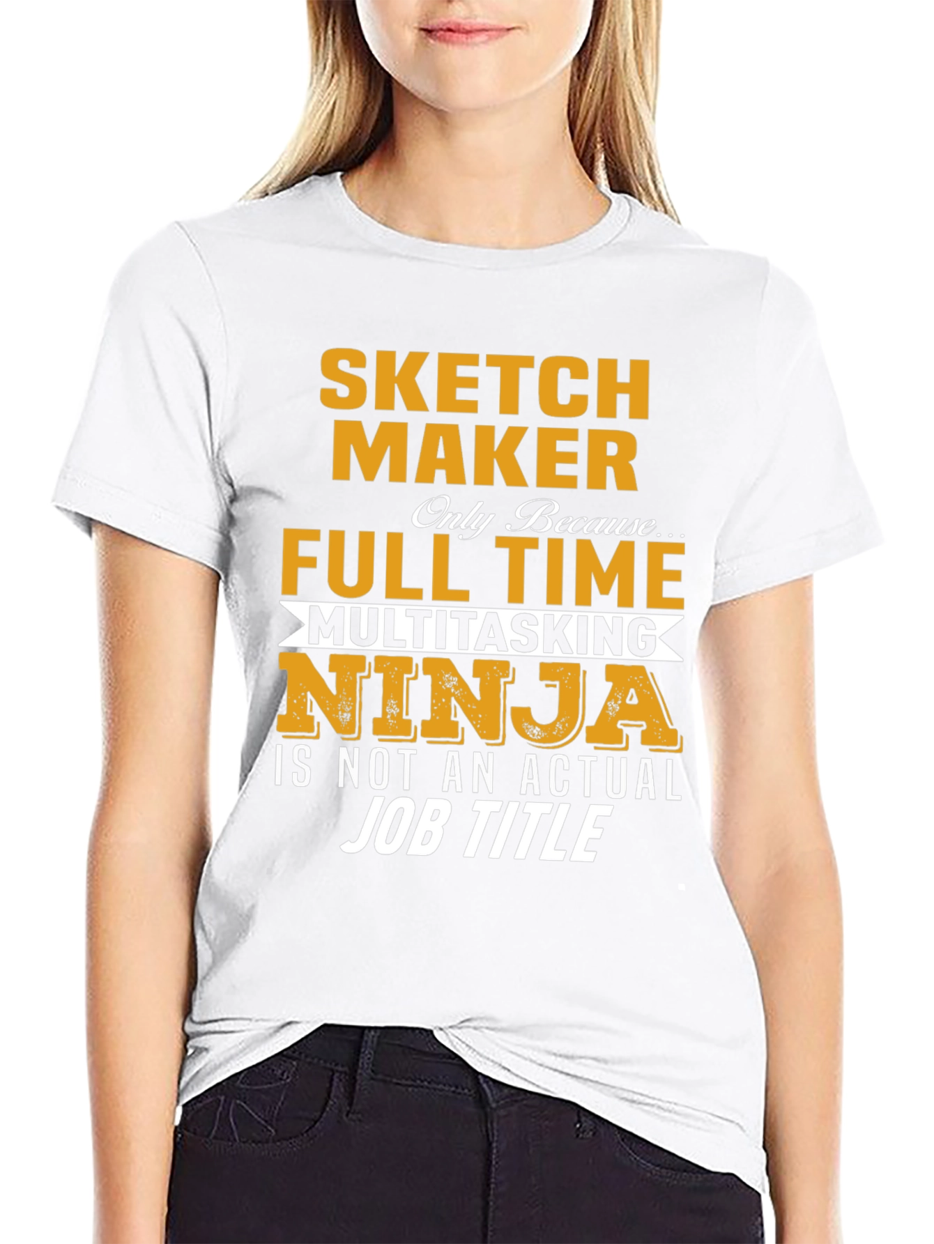 Black Sketch Maker Full Time Ninja T-Shirt view 9