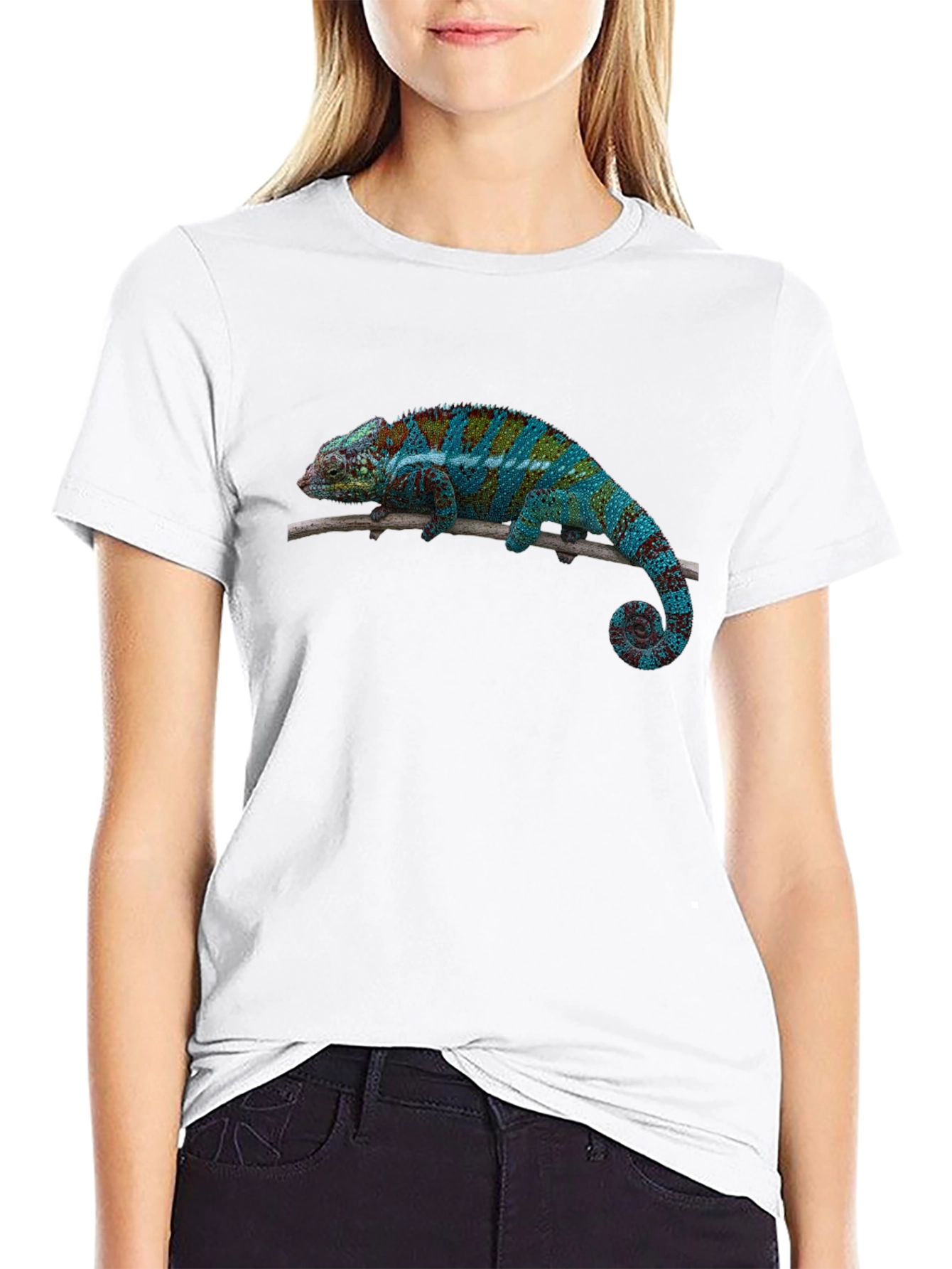 Black Chameleon Print Black T-Shirt view 9