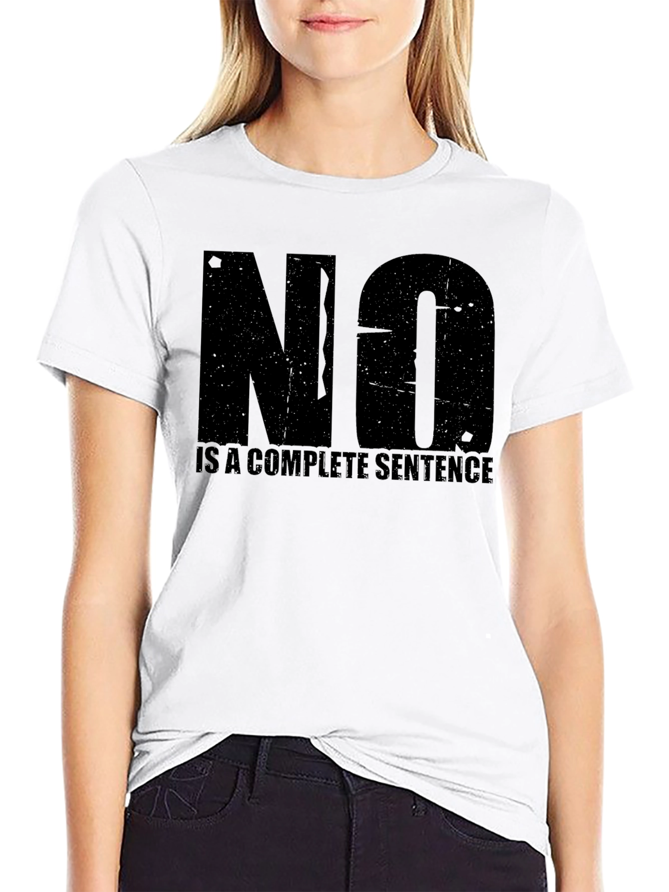 Black Statement T-Shirt: "NO" is a Complete Sentence view 9