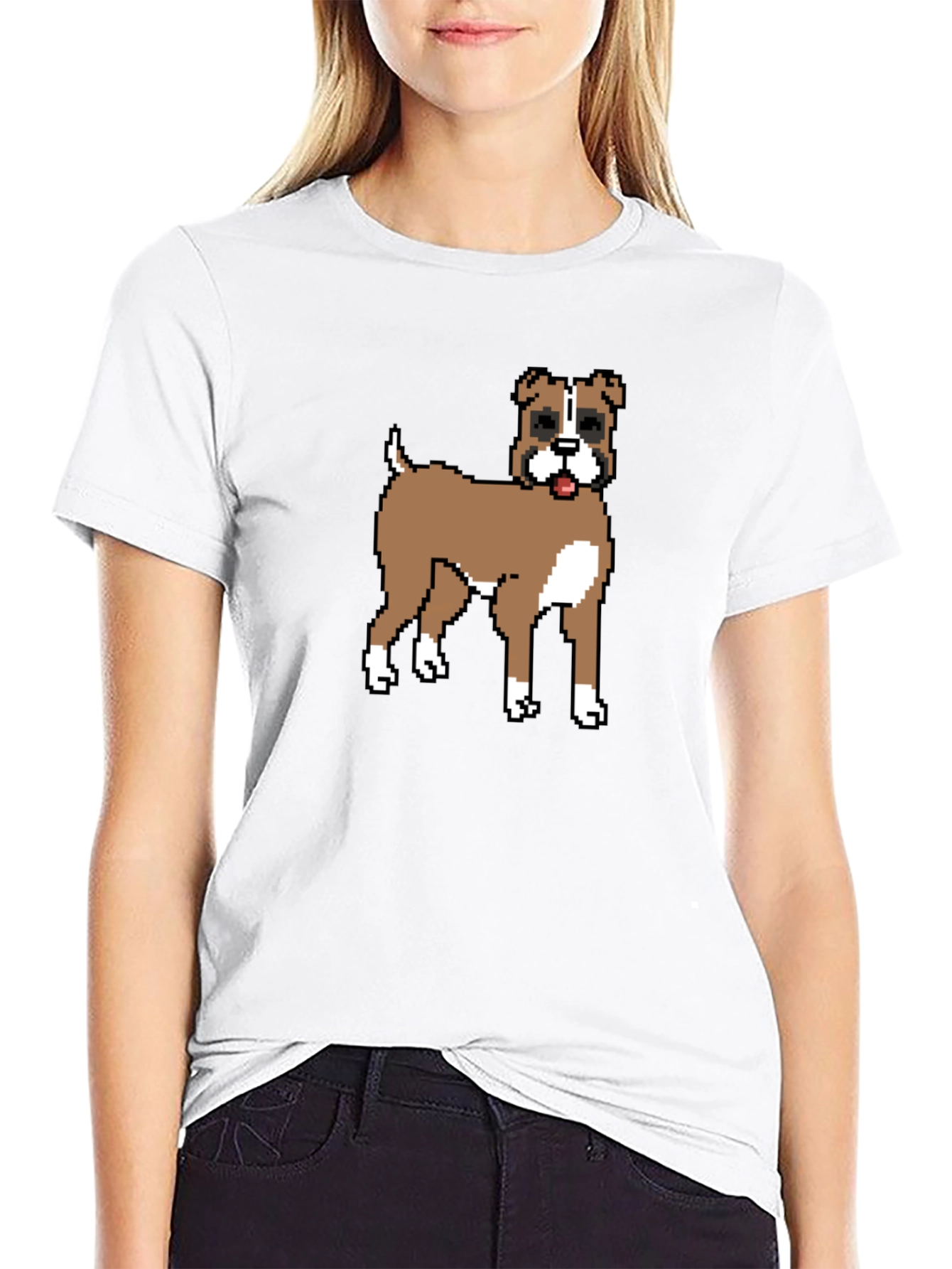 Black Pixel Dog Graphic Tee - Black Casual Shirt view 9