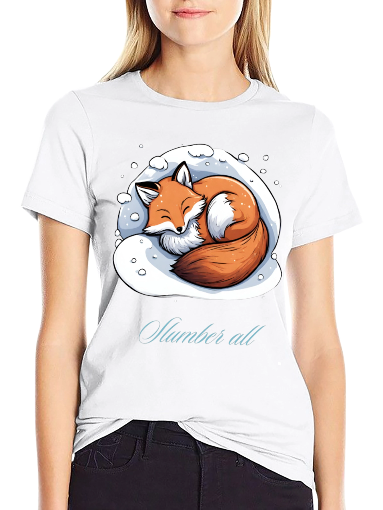 Black Cozy Fox Slumber All T-Shirt view 9