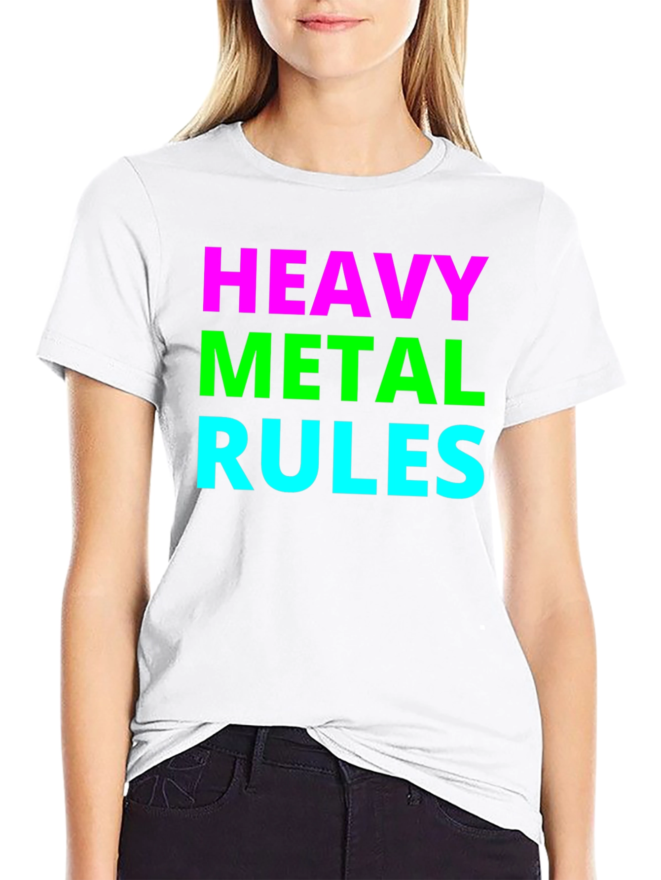 Black Heavy Metal Rules T-Shirt - Bold Graphic Tee view 9