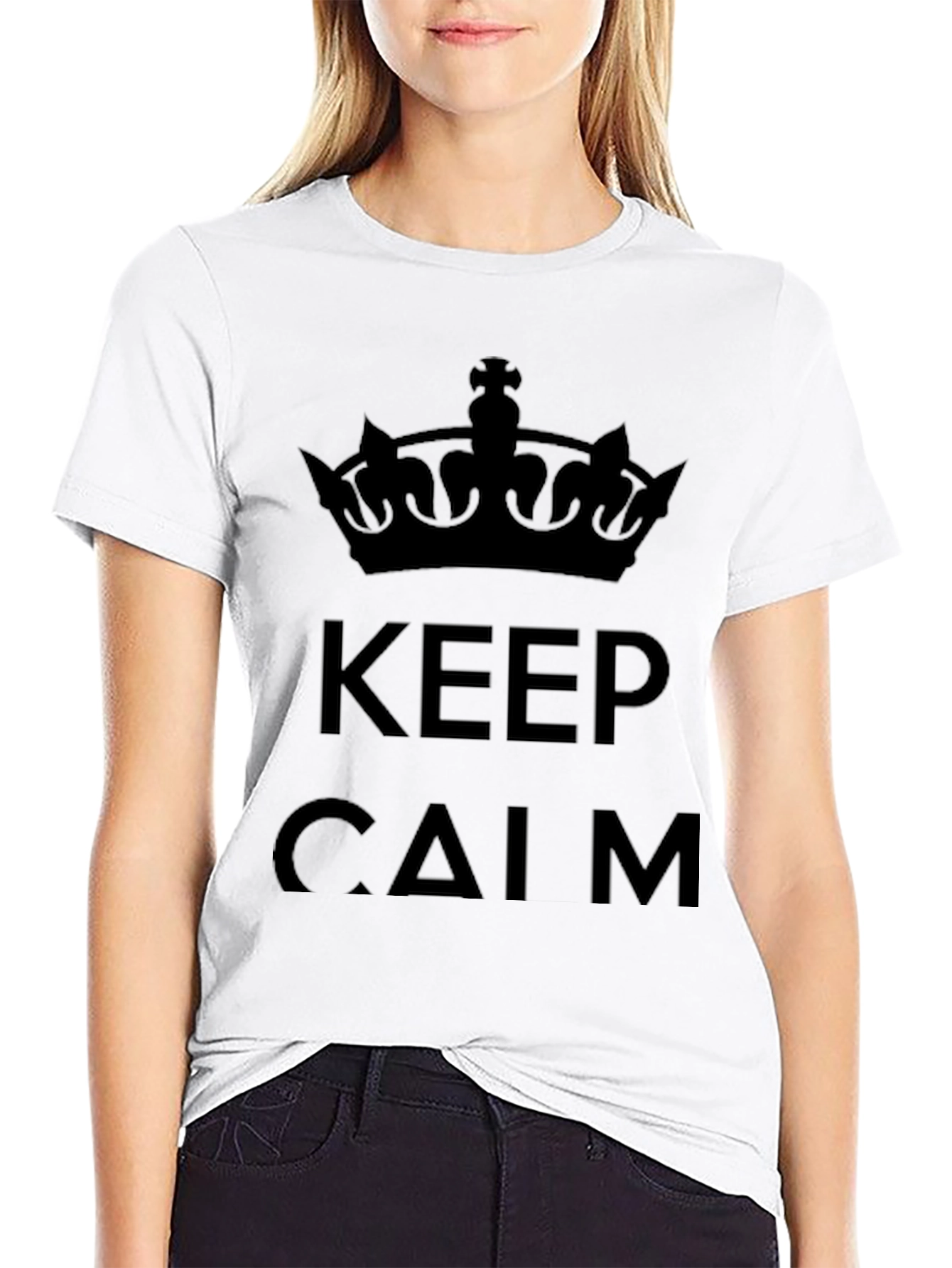 Black Keep Calm Crown Graphic Tee view 9