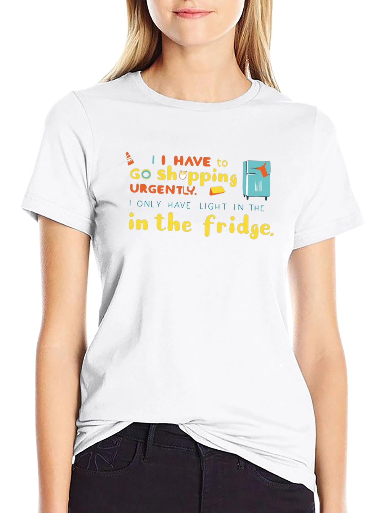 Black Funny "Light in the Fridge" Graphic T-Shirt view 9