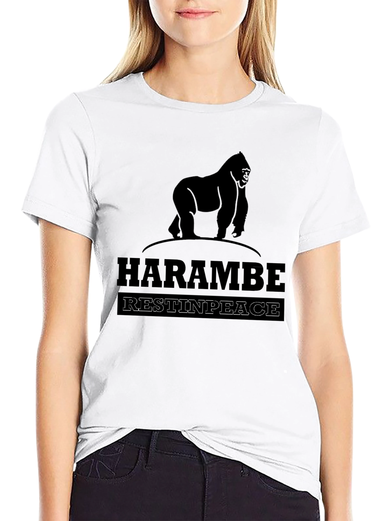 Black Harambe Rest In Peace Graphic T-Shirt view 9