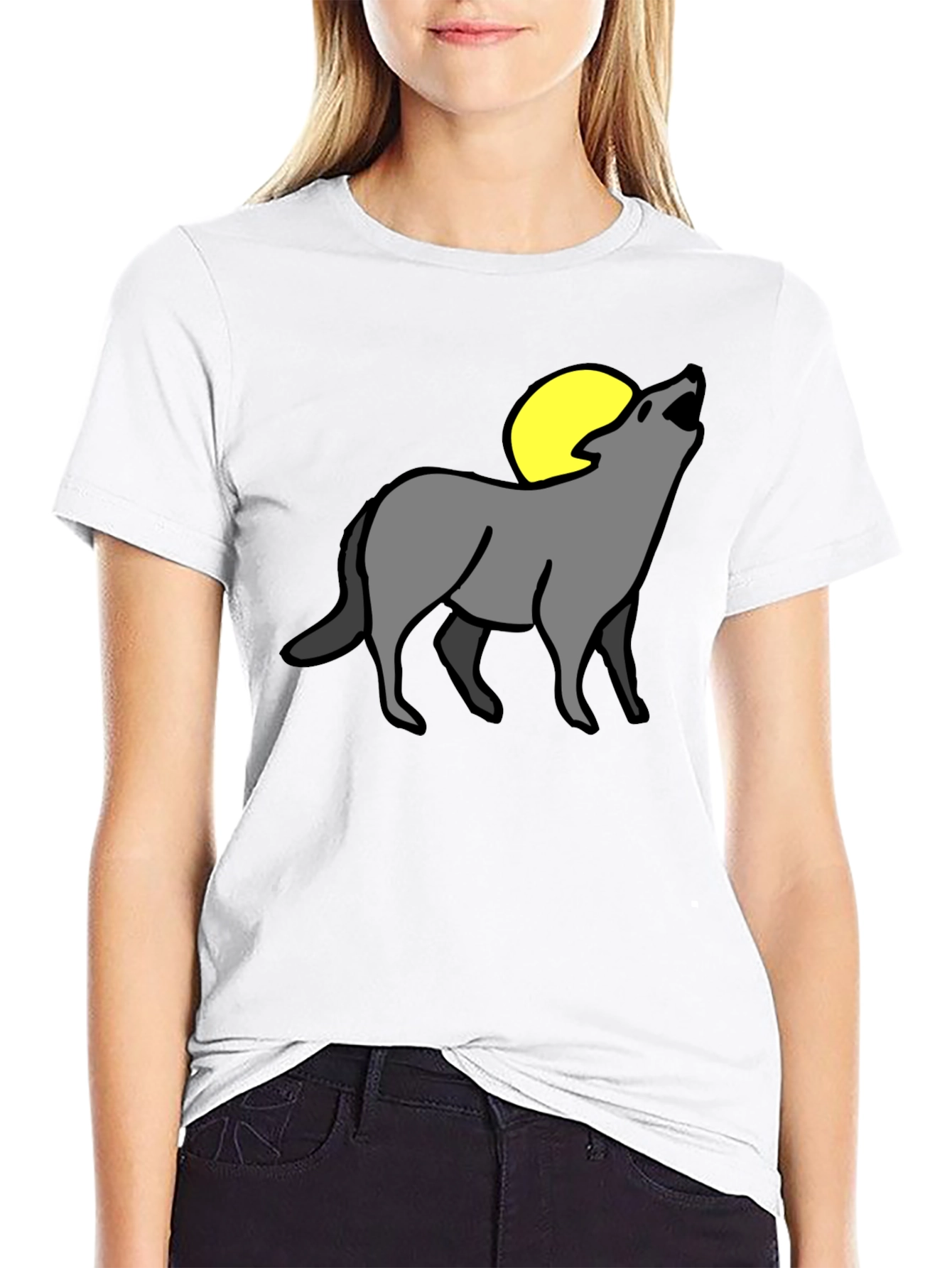 Black Wolf Moon Graphic Tee - Black Cotton Blend view 9