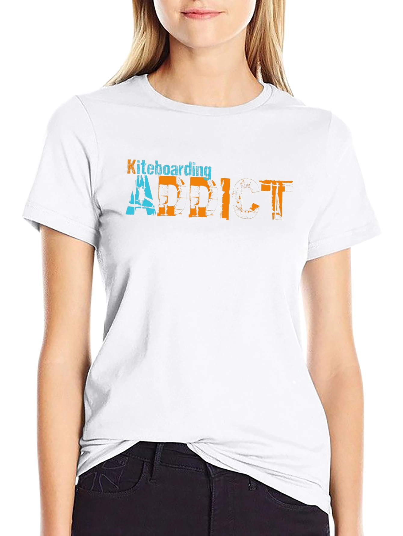Black Kiteboarding Addict Graphic Tee - Black Cotton T-Shirt view 9