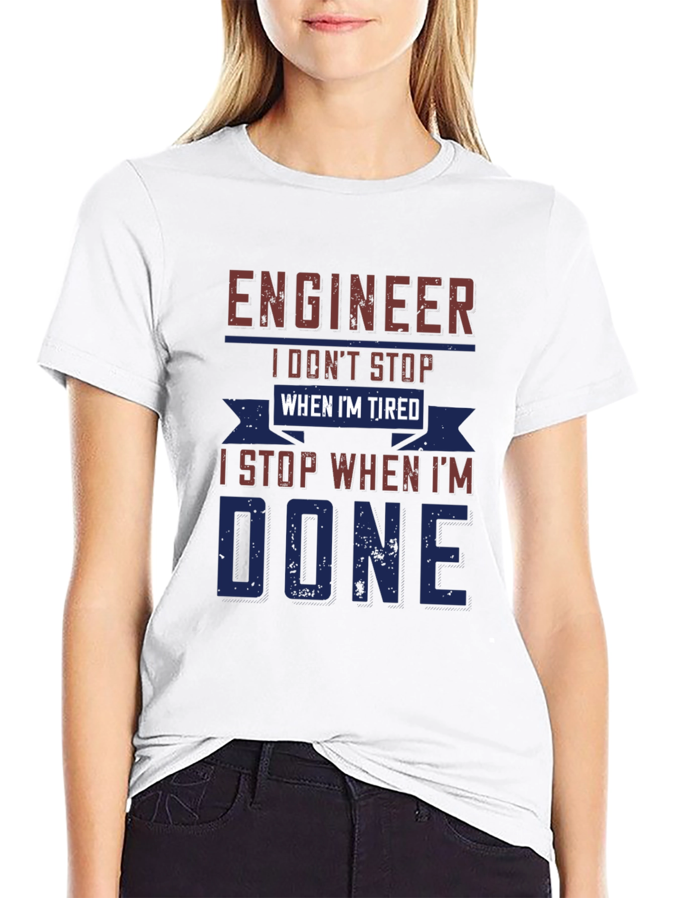 Black Engineer Tired Done T-Shirt Funny Job Gift view 9