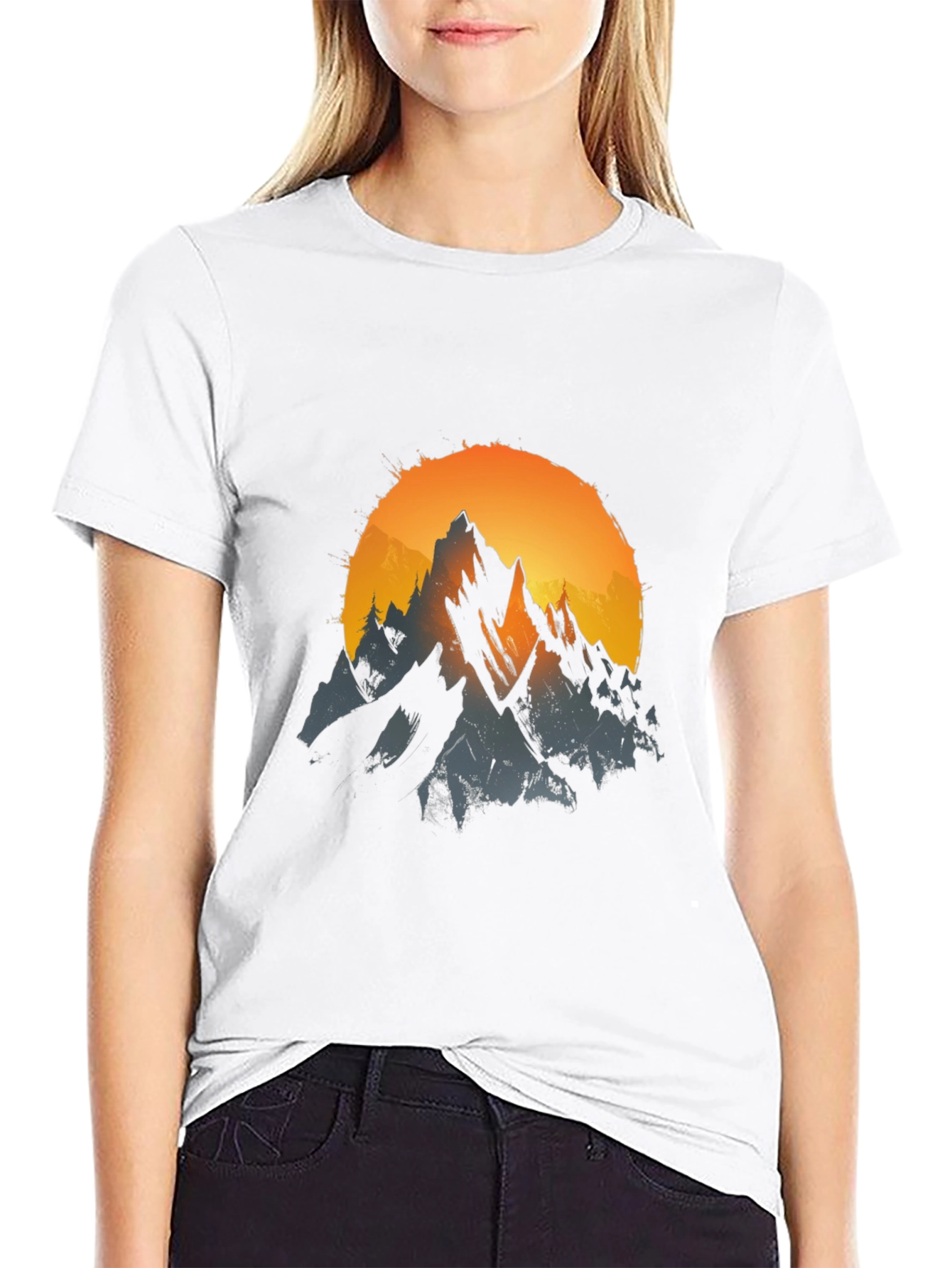 Black Mountain Sunset Graphic Tee - Black Cotton Blend view 9