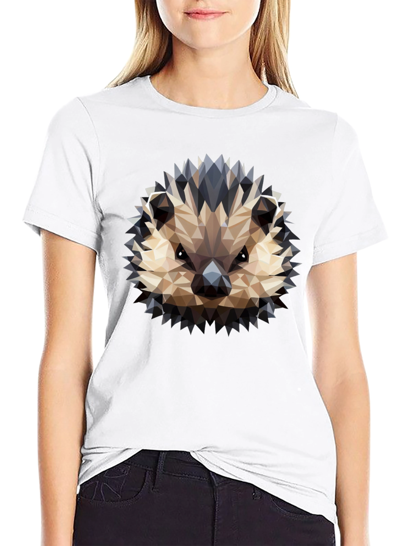 Black Geometric Hedgehog Graphic Black T-Shirt view 9