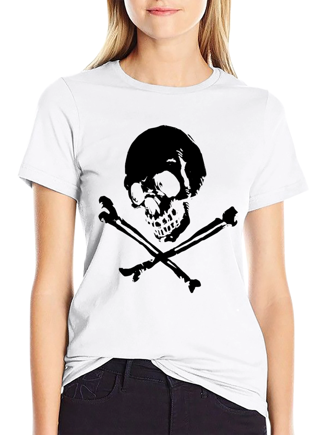 Skull & Crossbones Graphic Tee - Mens Black T-Shirt - 9