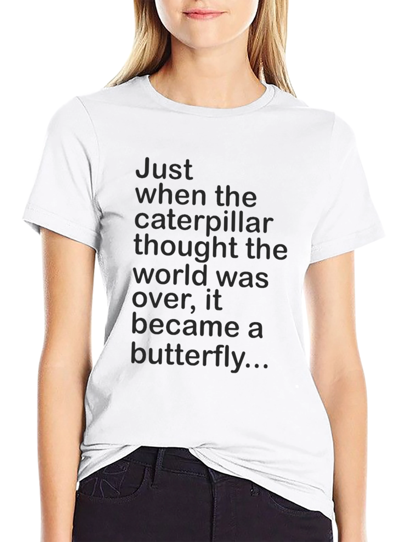 Black Butterfly Caterpillar Inspirational T-Shirt view 9