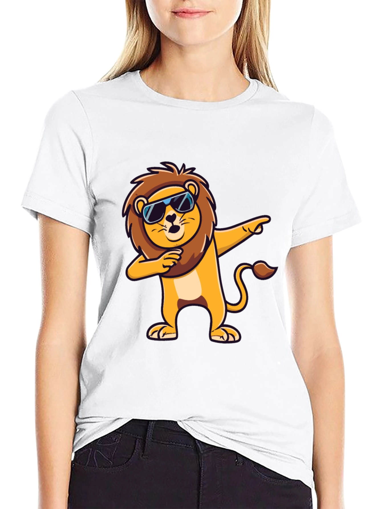 Black Cool Lion Dabbing Graphic Tee - Black T-Shirt view 9