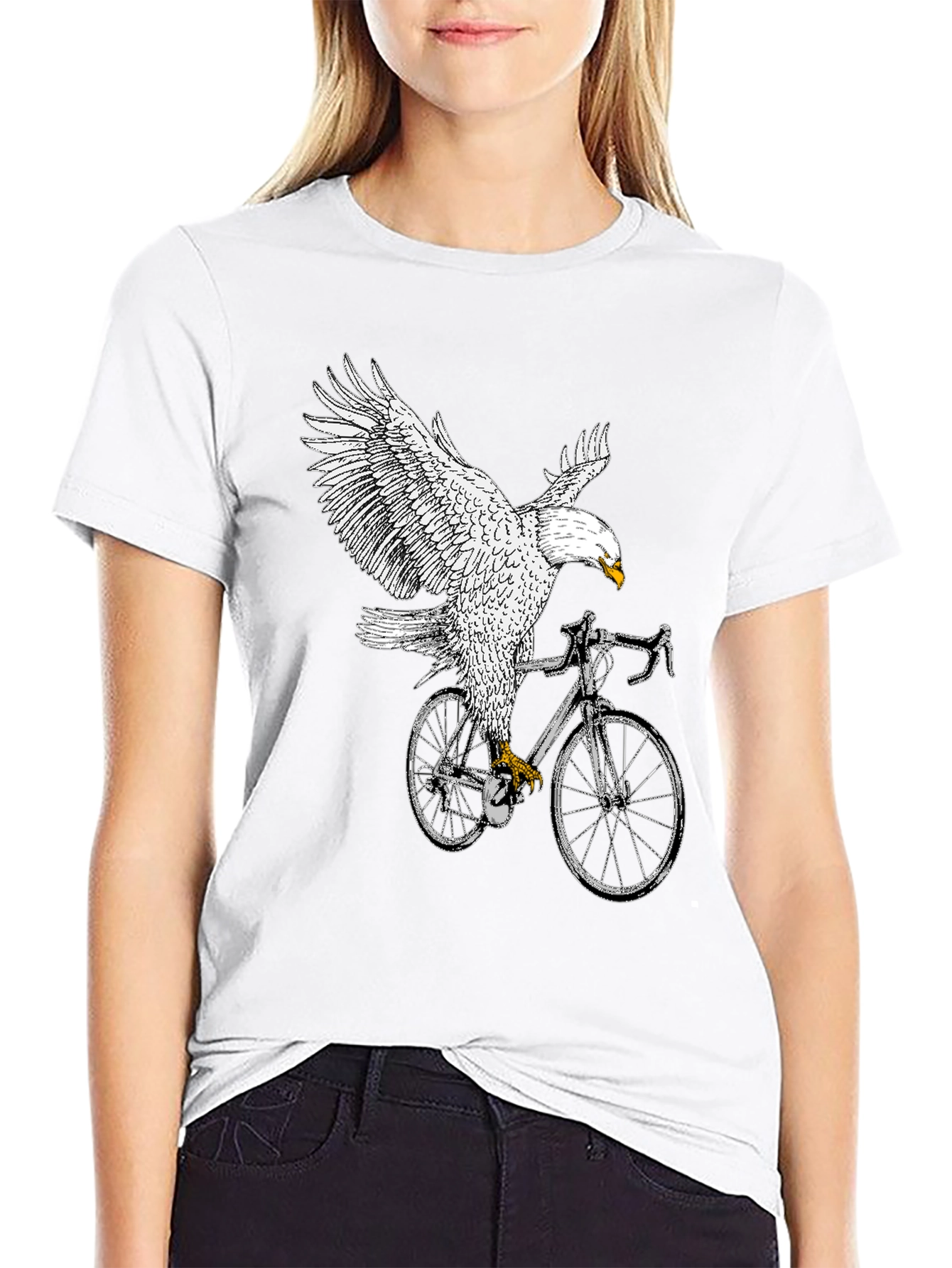 Black Eagle Riding Bike Graphic Tee - Black view 9