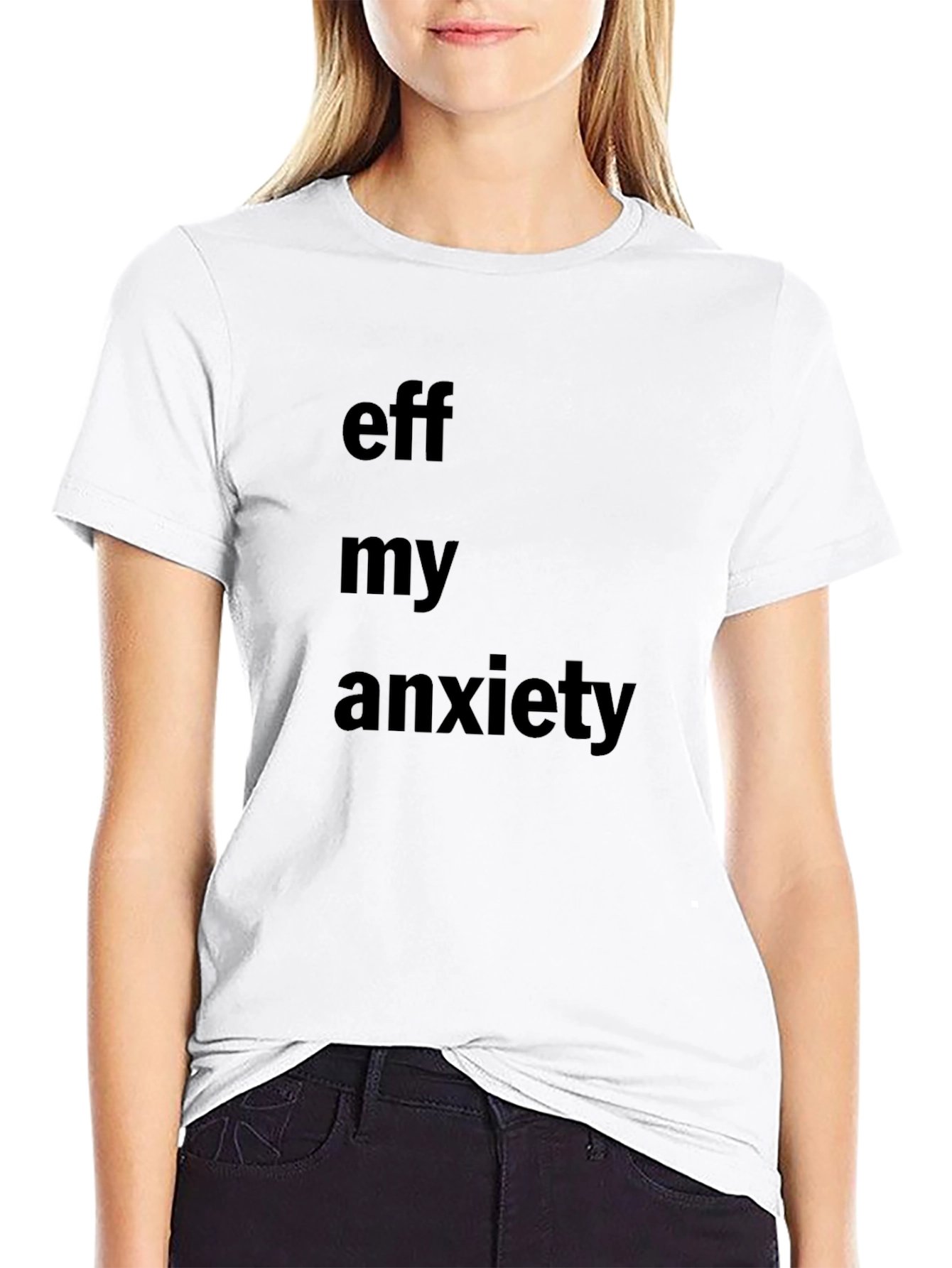 Black Eff My Anxiety Graphic Tee - Black Cotton Blend view 9