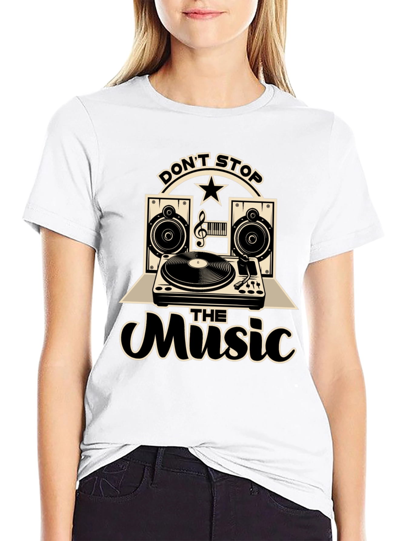 Black Don't Stop The Music Graphic T-Shirt view 9