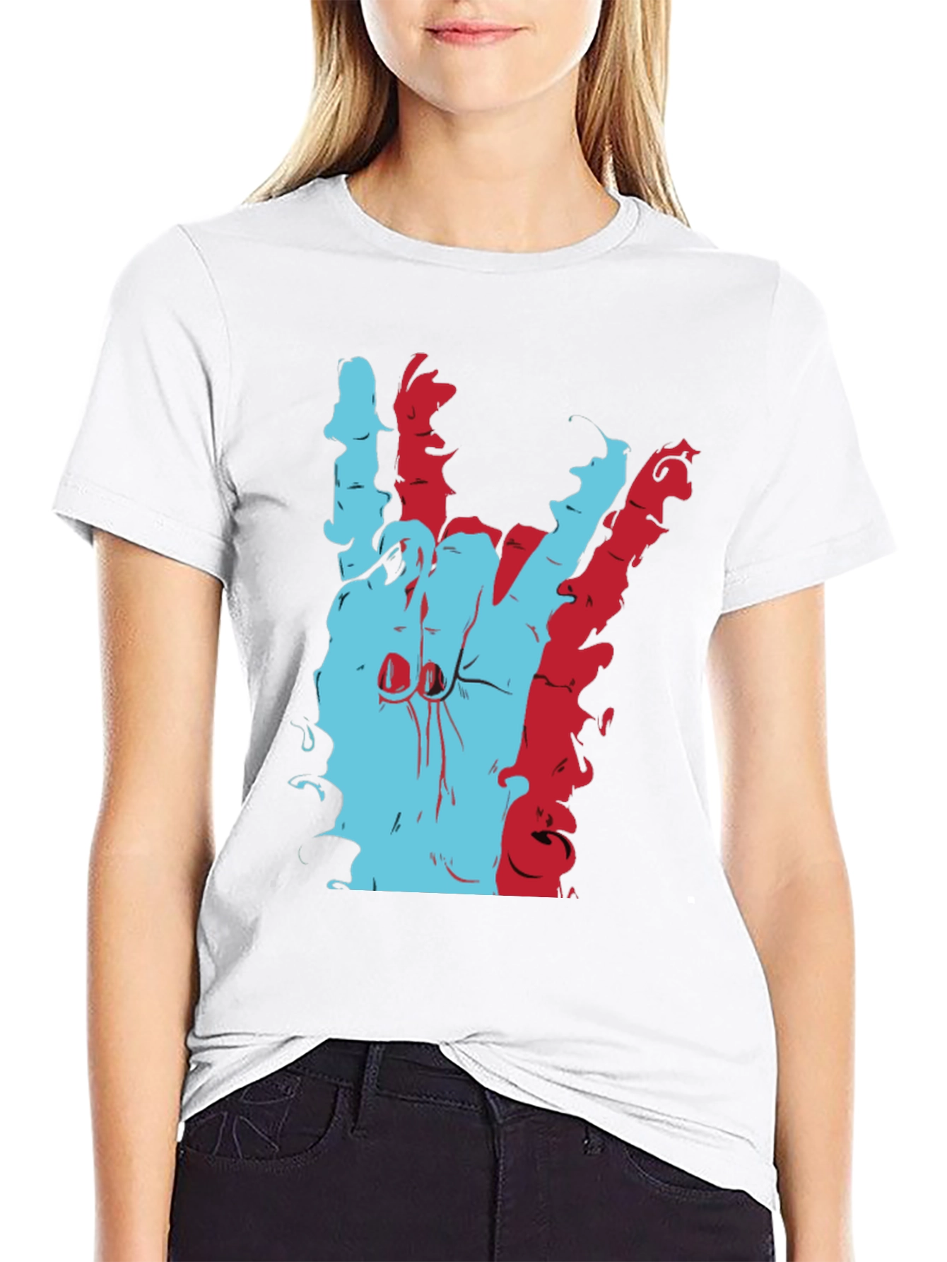 Black Retro Hand Sign T-Shirt - Cool Graphic Tee view 9