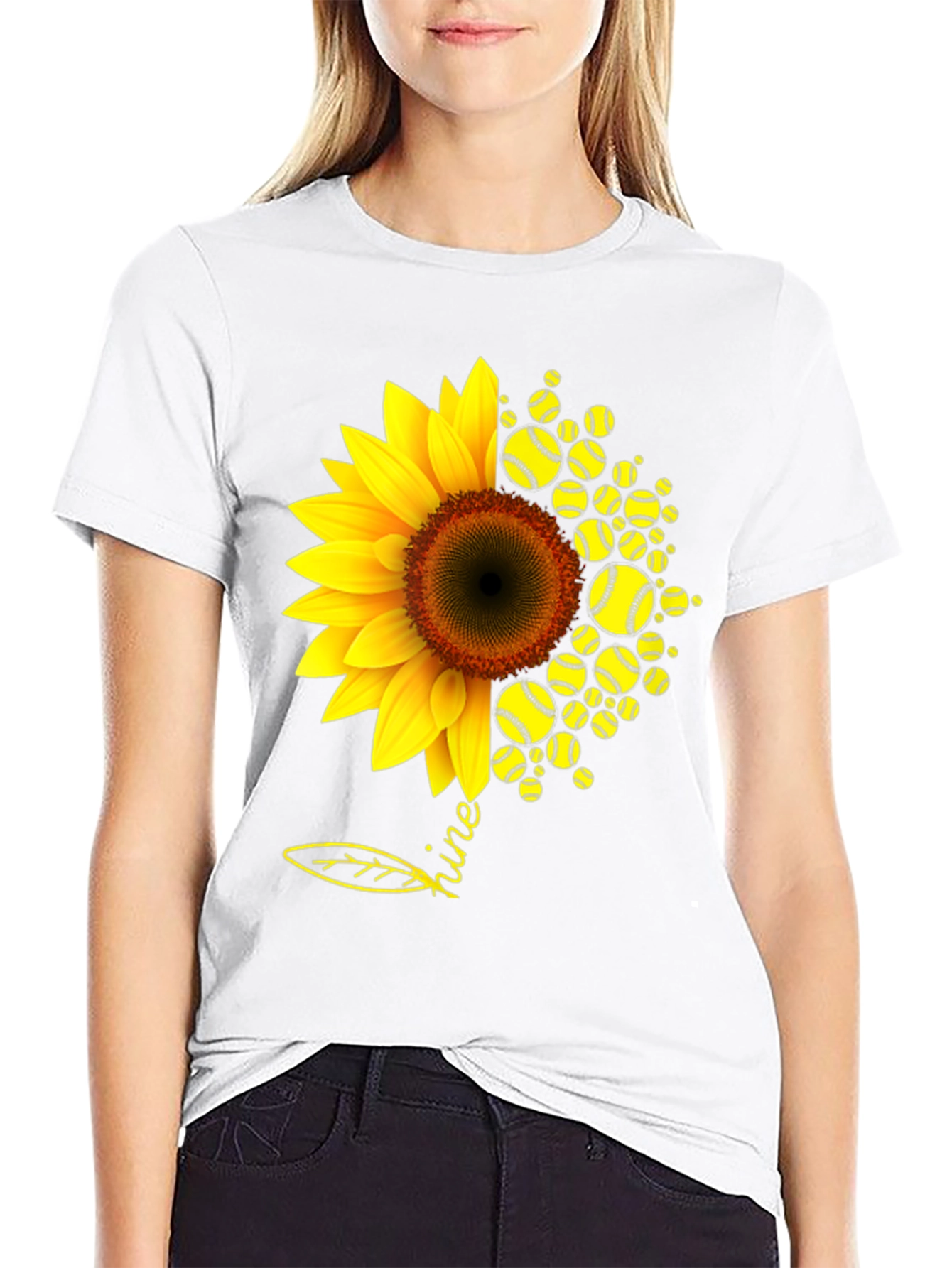 Black Sunflower Softball T-Shirt - Shine Bright! view 9