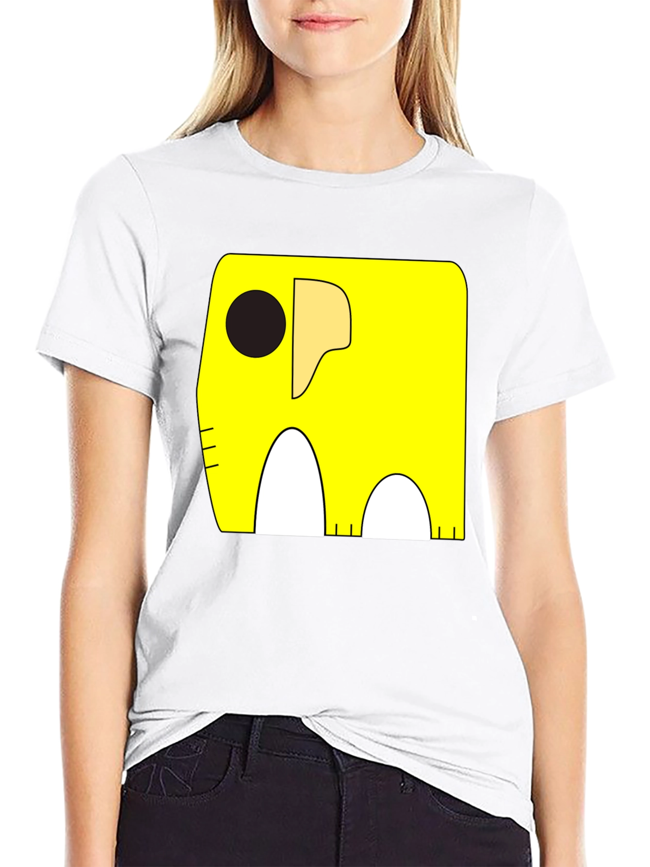 Black Cartoon Elephant Graphic Tee - Black Cotton Casual Shirt view 9
