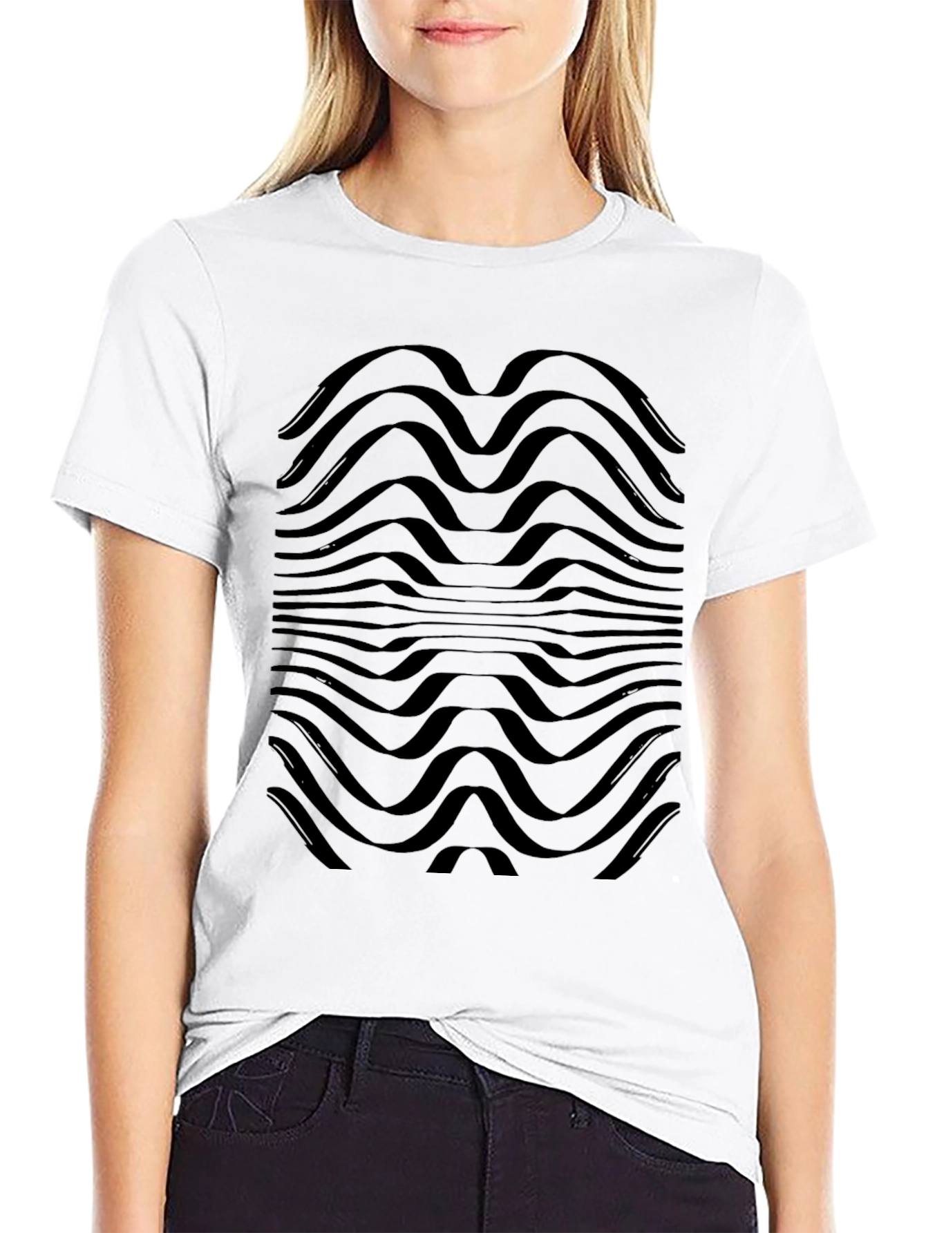 Black Abstract Wave Pattern T-Shirt - Modern Graphic Tee view 9