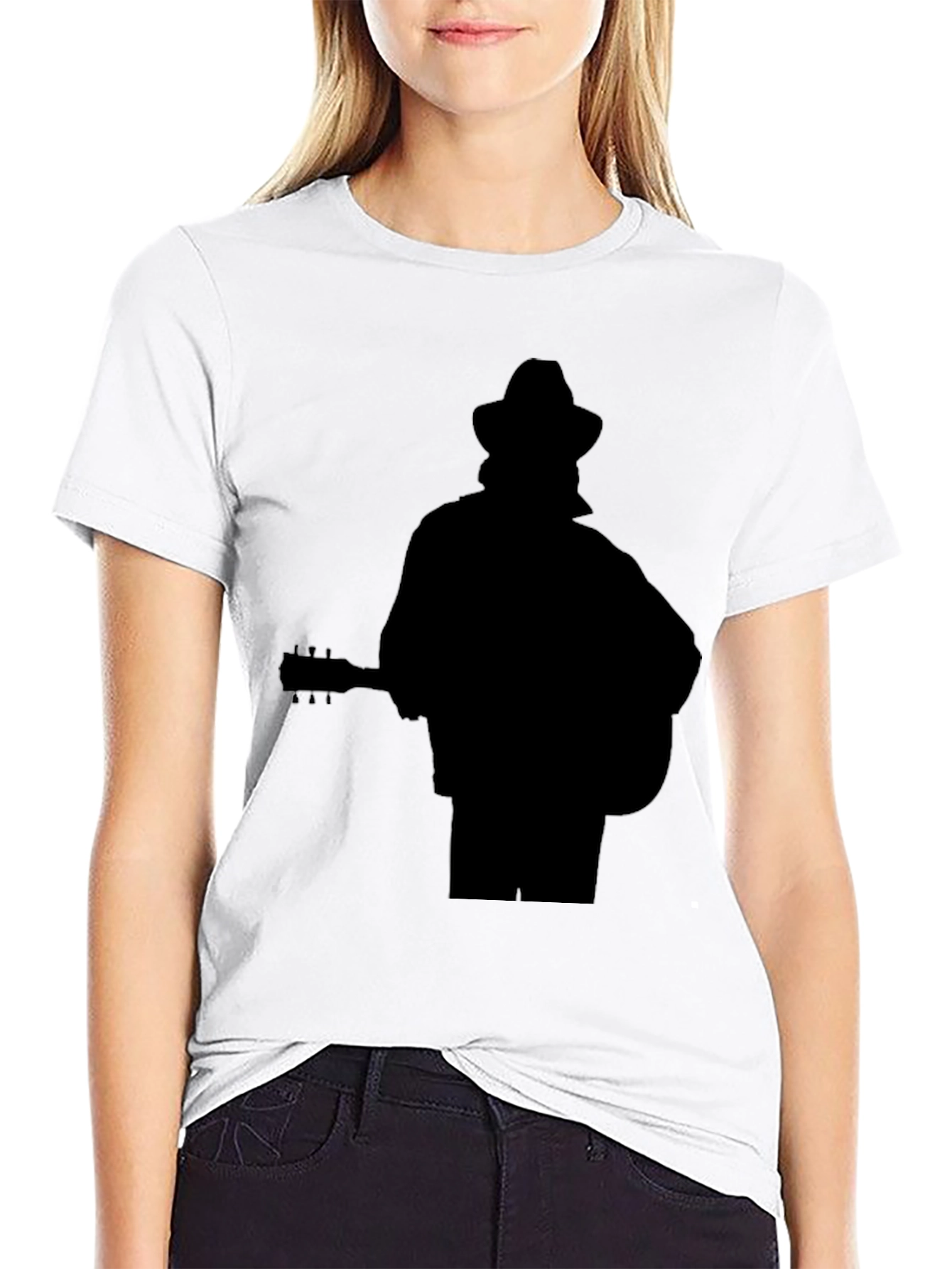 Black Musician Silhouette Graphic Tee - Black Cotton Casual Shirt view 9