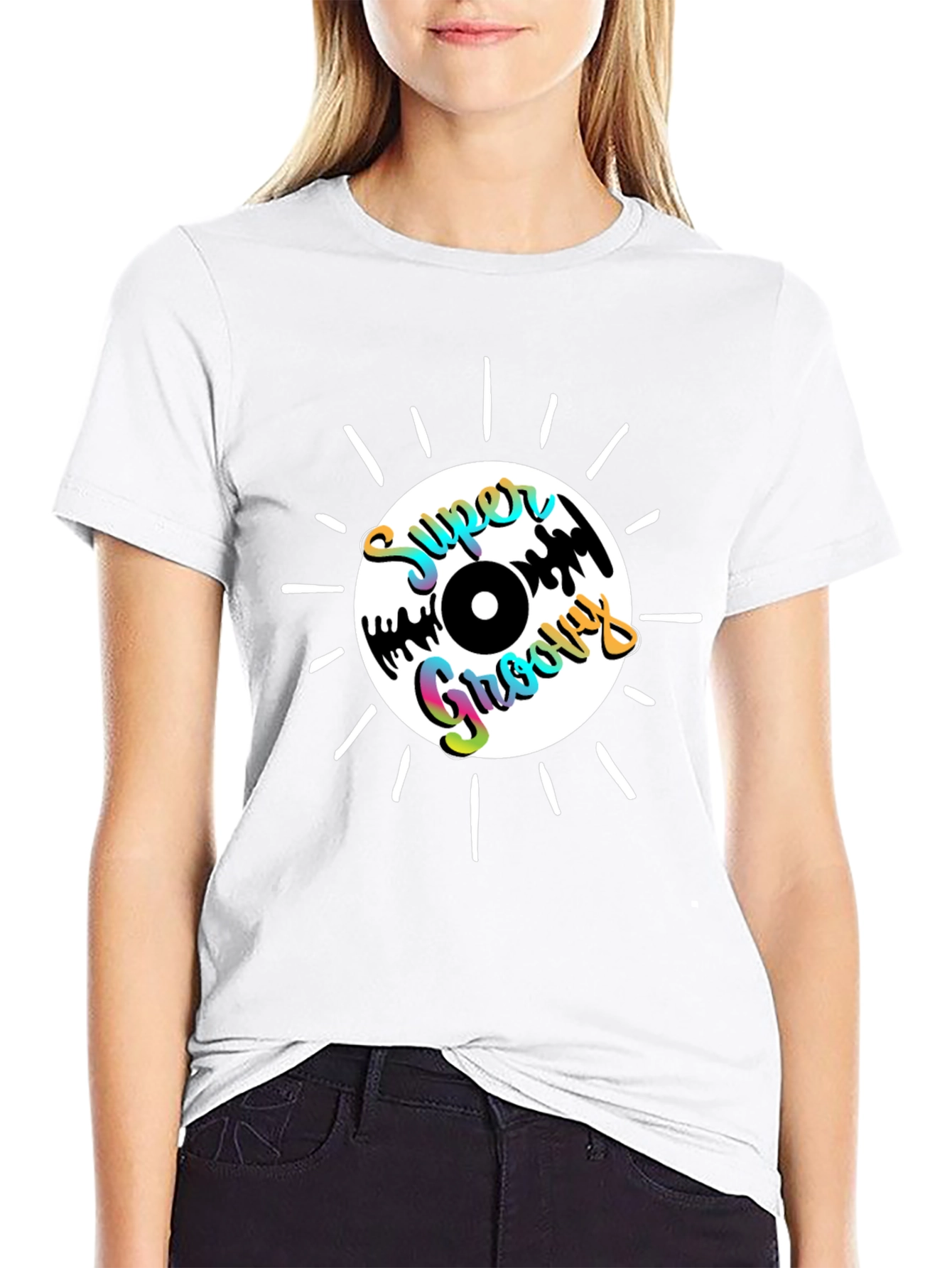 Black Super Groovy Record Graphic T-Shirt view 9