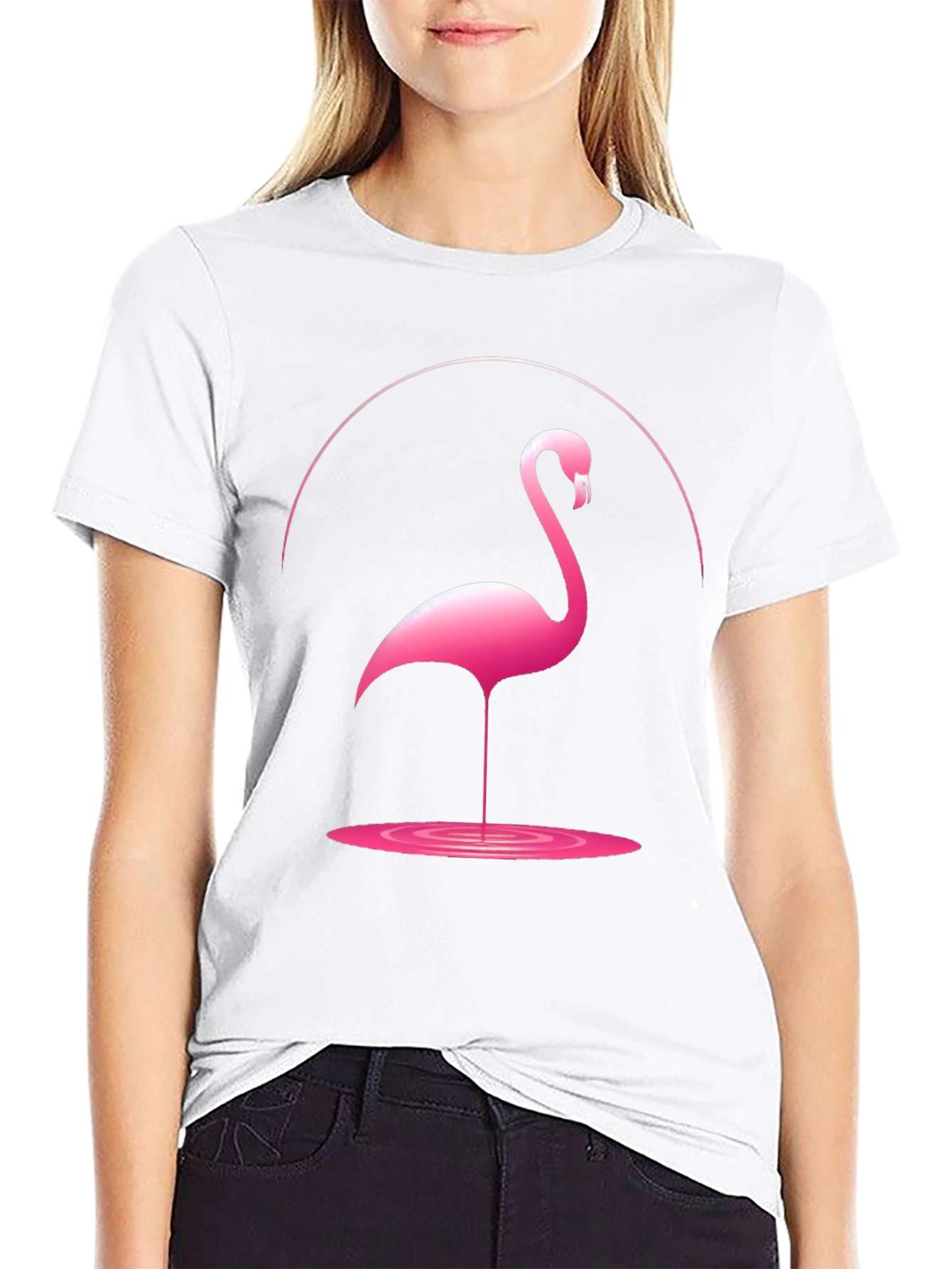 Black Pink Flamingo Graphic Tee - Unique Design view 9