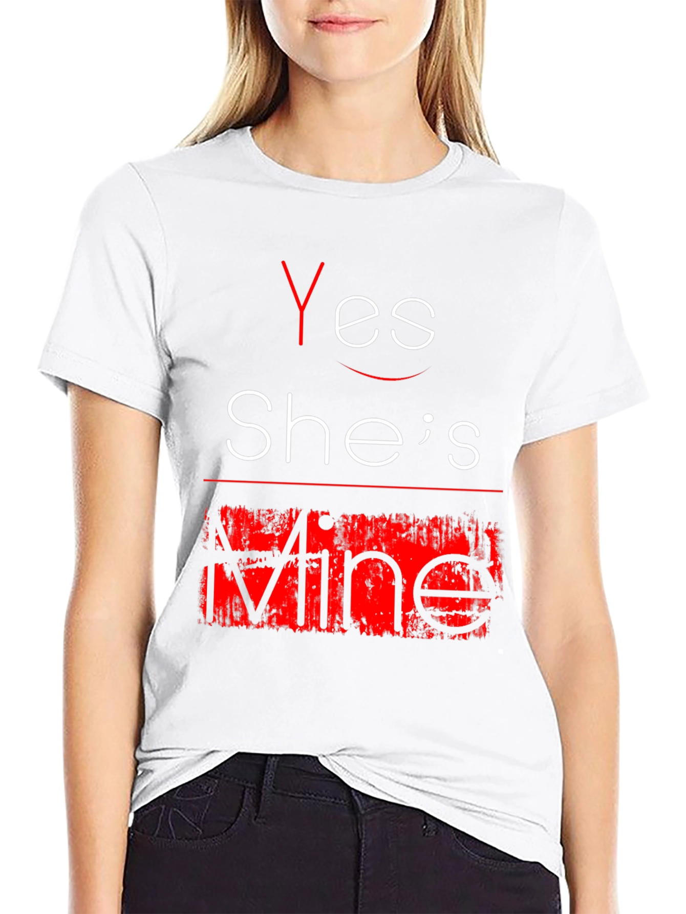Black Yes She's Mine Funny Graphic Tee - Black T-Shirt view 9